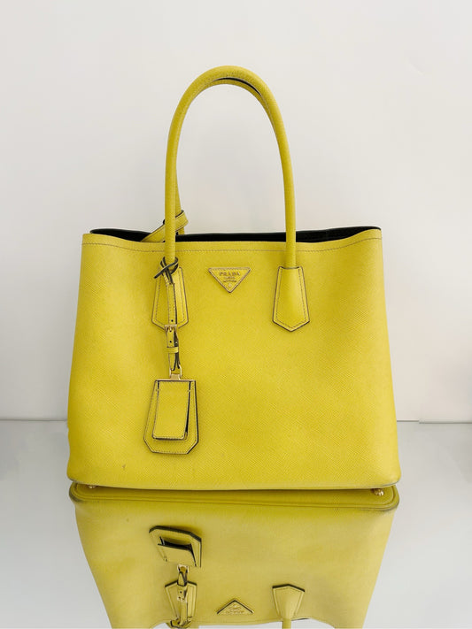 Prada - Double Tote - Saffiano leather - Yellow - (Large)