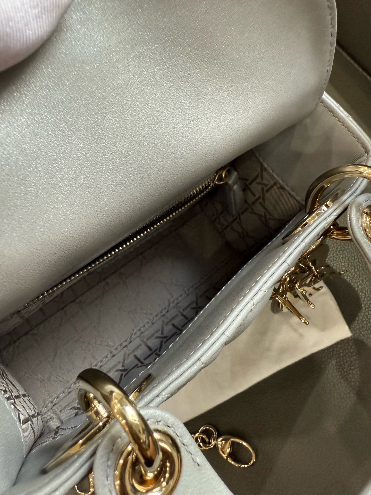 Dior - Lady Dior Mini - Lambskin leather - Grey - (mini)