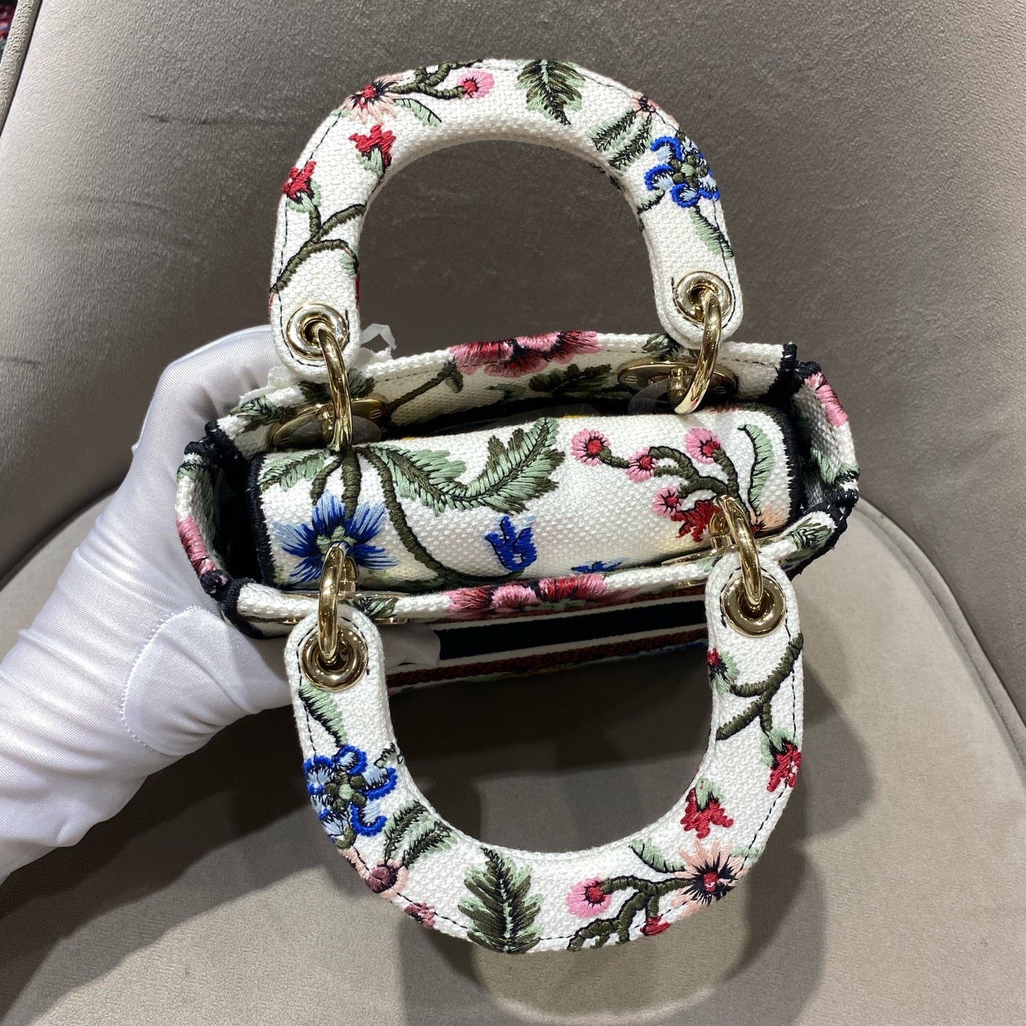 Dior - Lady D-Lite - Embroidered canvas - White with Multicolour embroidery - (Mini)