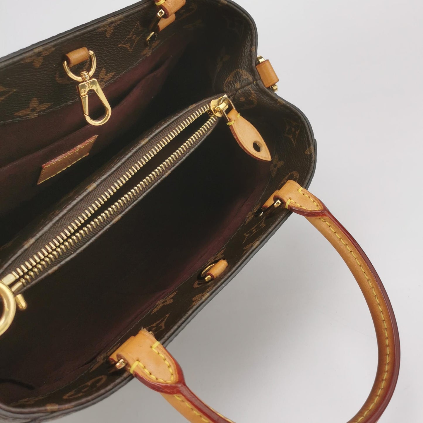 Louis Vuitton - Montaigne BB - Monogram coated canvas, Vachetta leather trim - Brown - (Small)