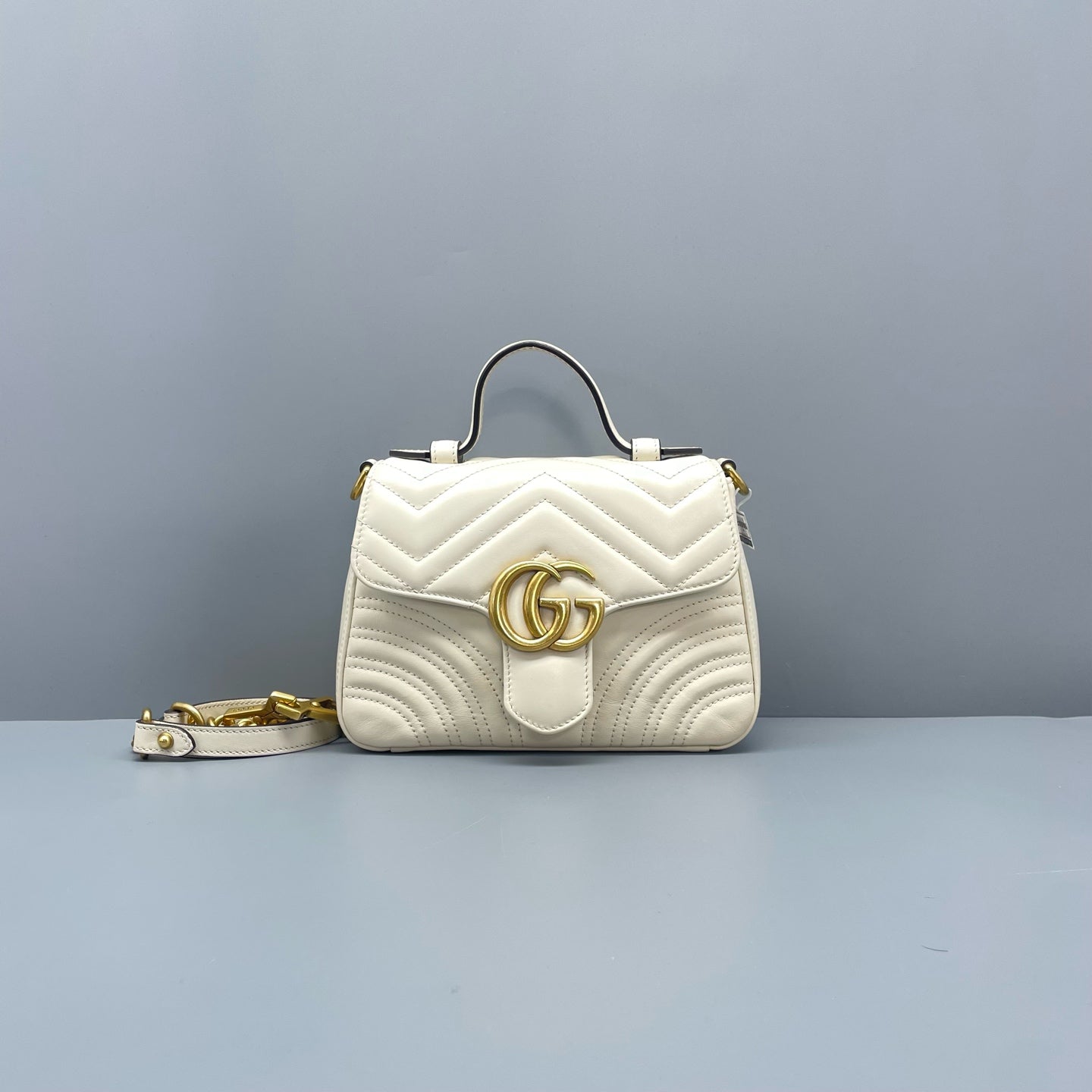 Gucci - GG Marmont Mini Top Handle Bag - Leather - White - (mini)