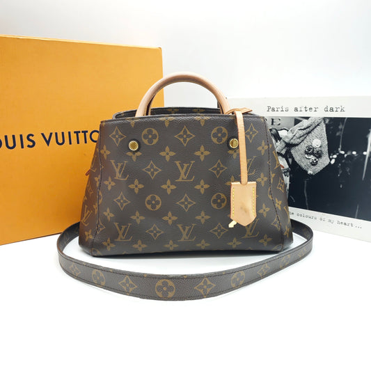 Louis Vuitton - Montaigne BB - Monogram coated canvas with natural Vachetta leather trim - Brown - (Small)
