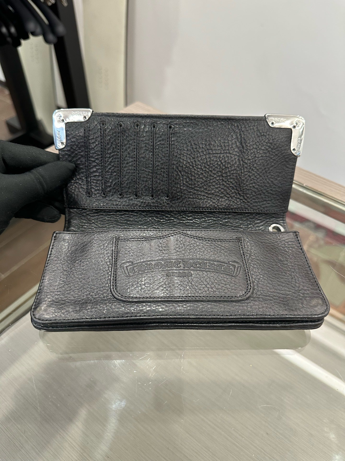 Chrome Hearts - Four-Corner Cross Silver Decoration Long Flap Wallet - Leather - Black - (large)