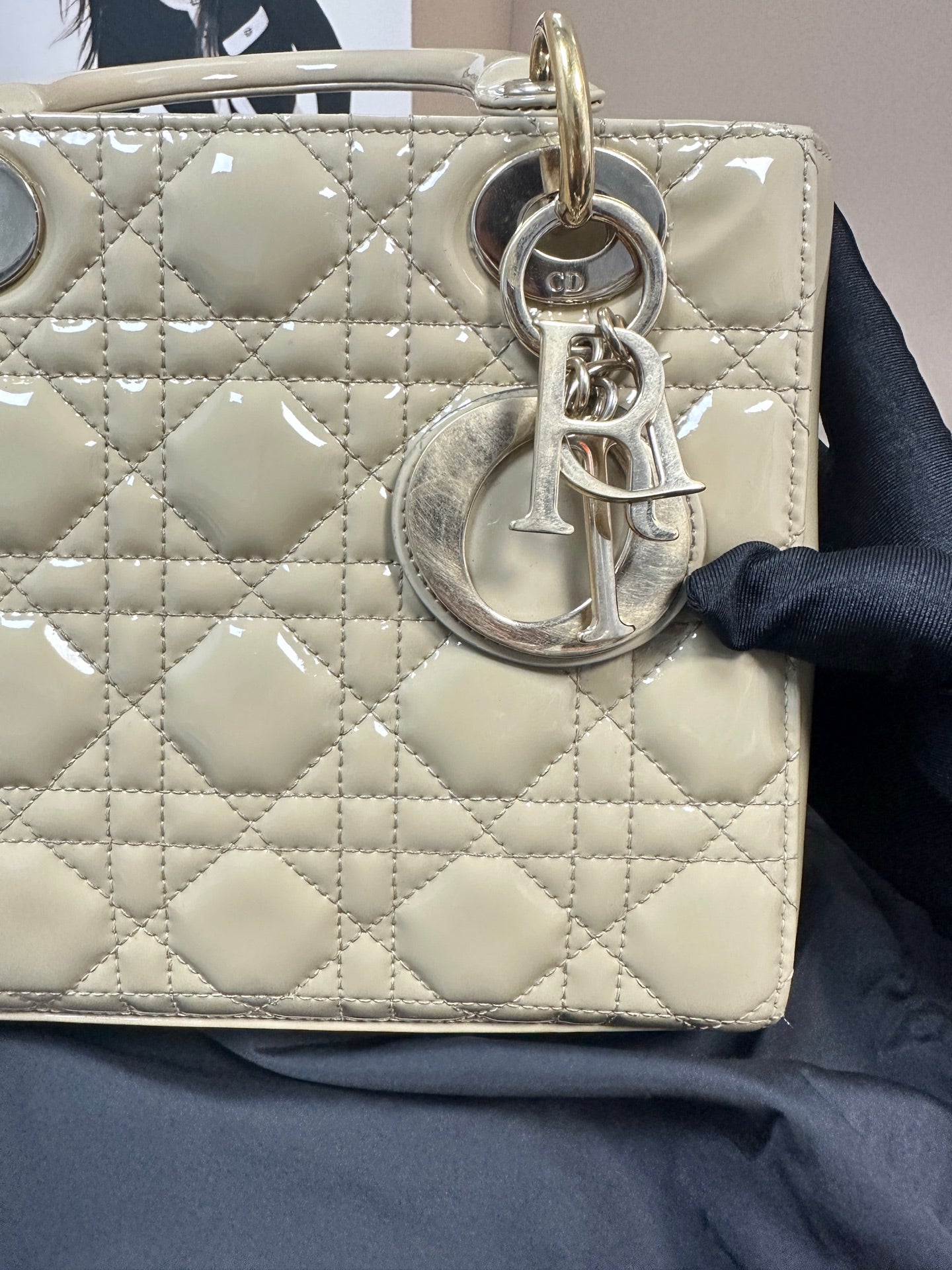 Dior - Lady Dior - Patent leather - Beige - (Small)