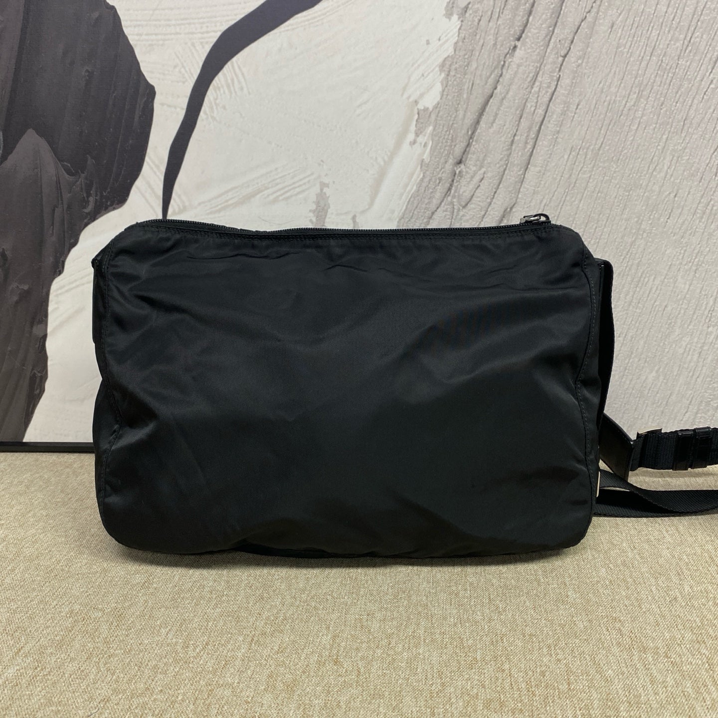 Prada - Nylon Messenger Bag - Nylon with leather trim - Black - (medium)