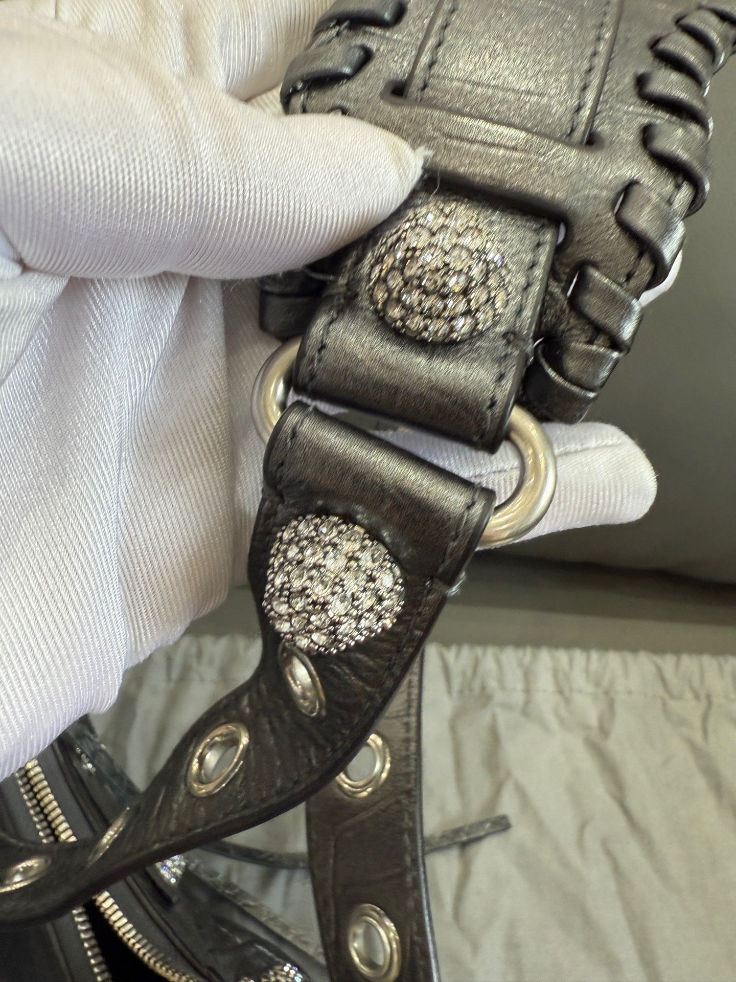 Balenciaga - Le Cagole Mini Shoulder Bag - Crocodile-embossed calfskin leather - Grey - (mini)
