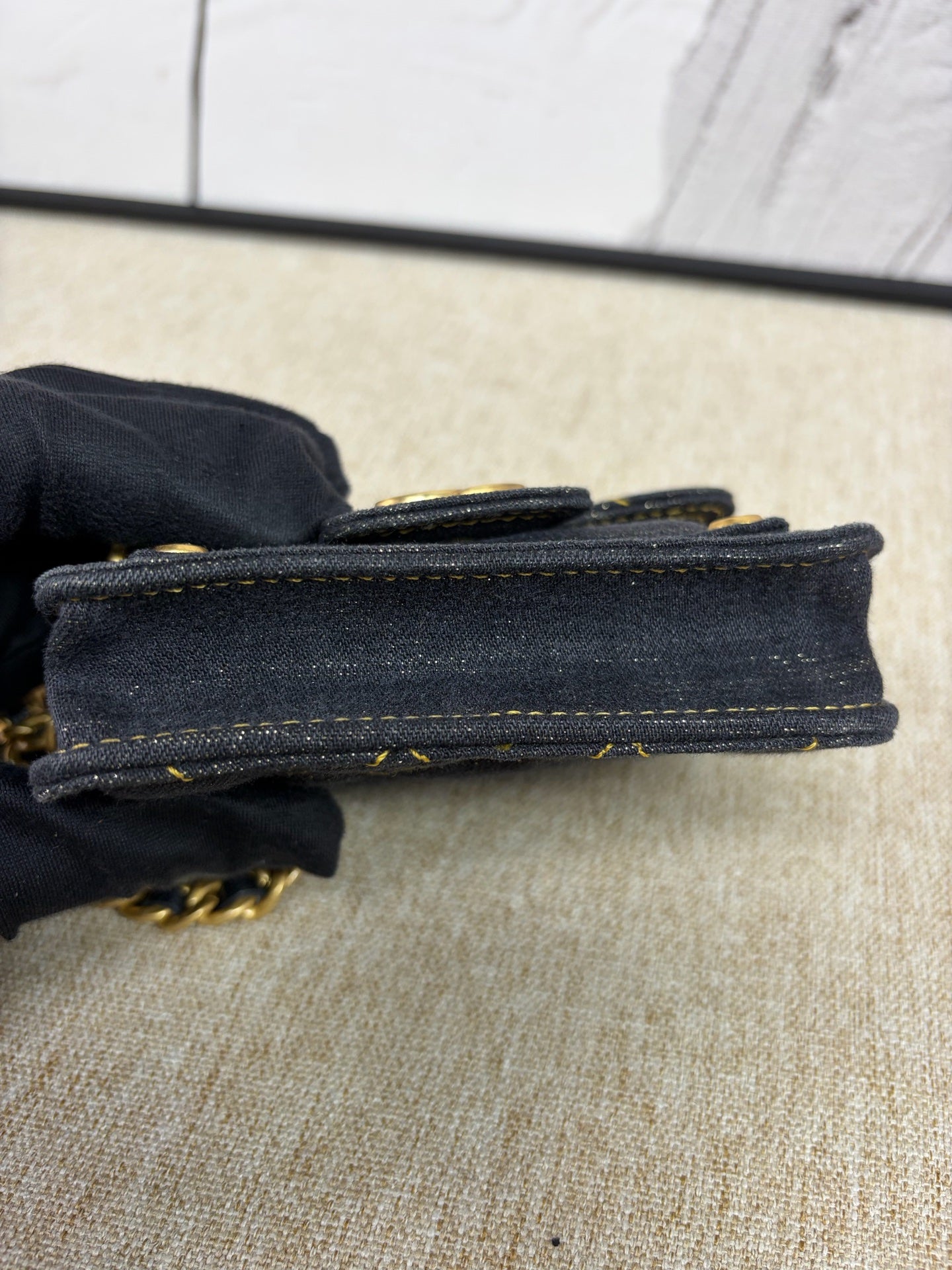 Chanel - Mini Messenger Chain Bag - Denim - Jeans - Black - (mini)