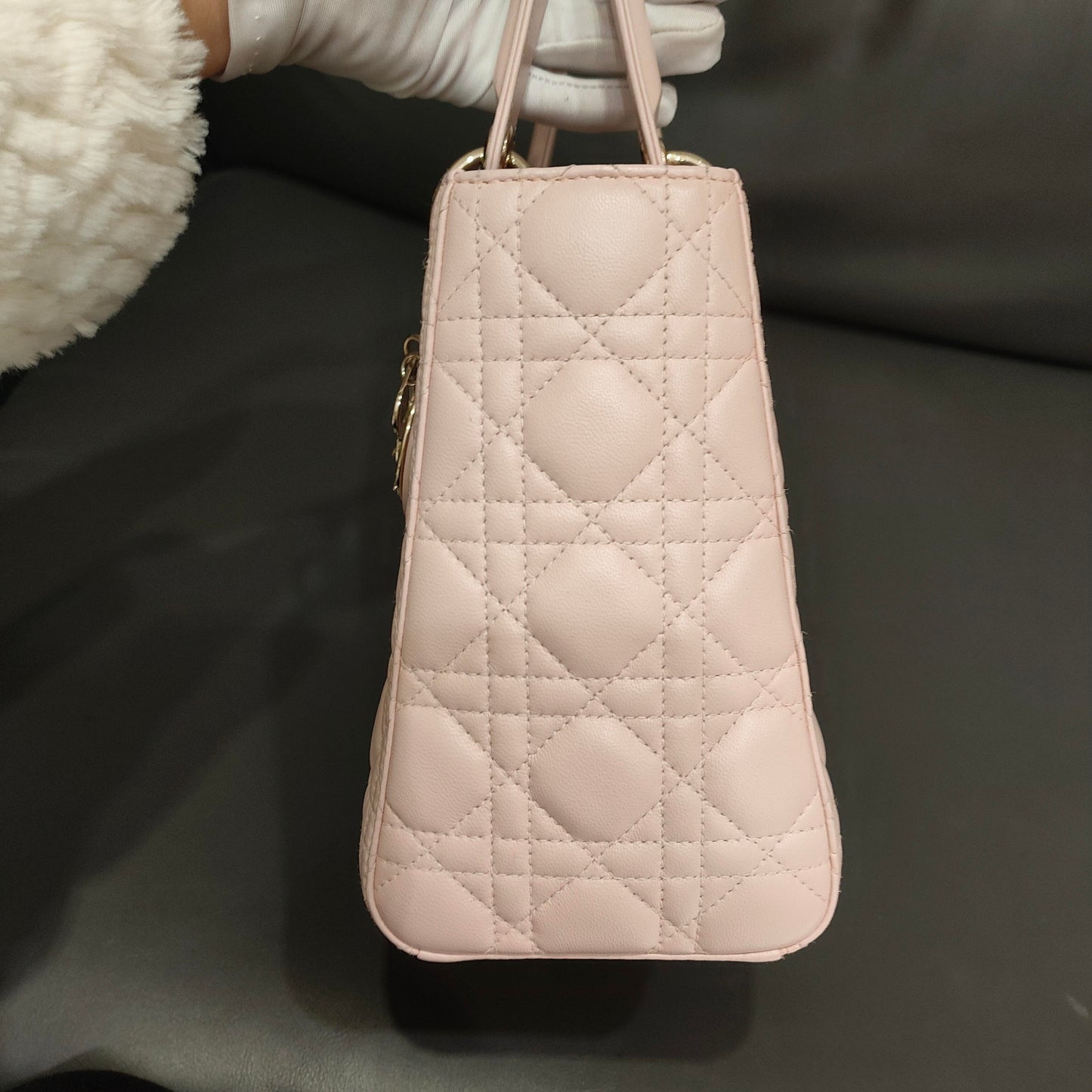 Dior - Lady Dior Bag - Lambskin leather - Pink with Gold-Tone Hardware - (Medium)