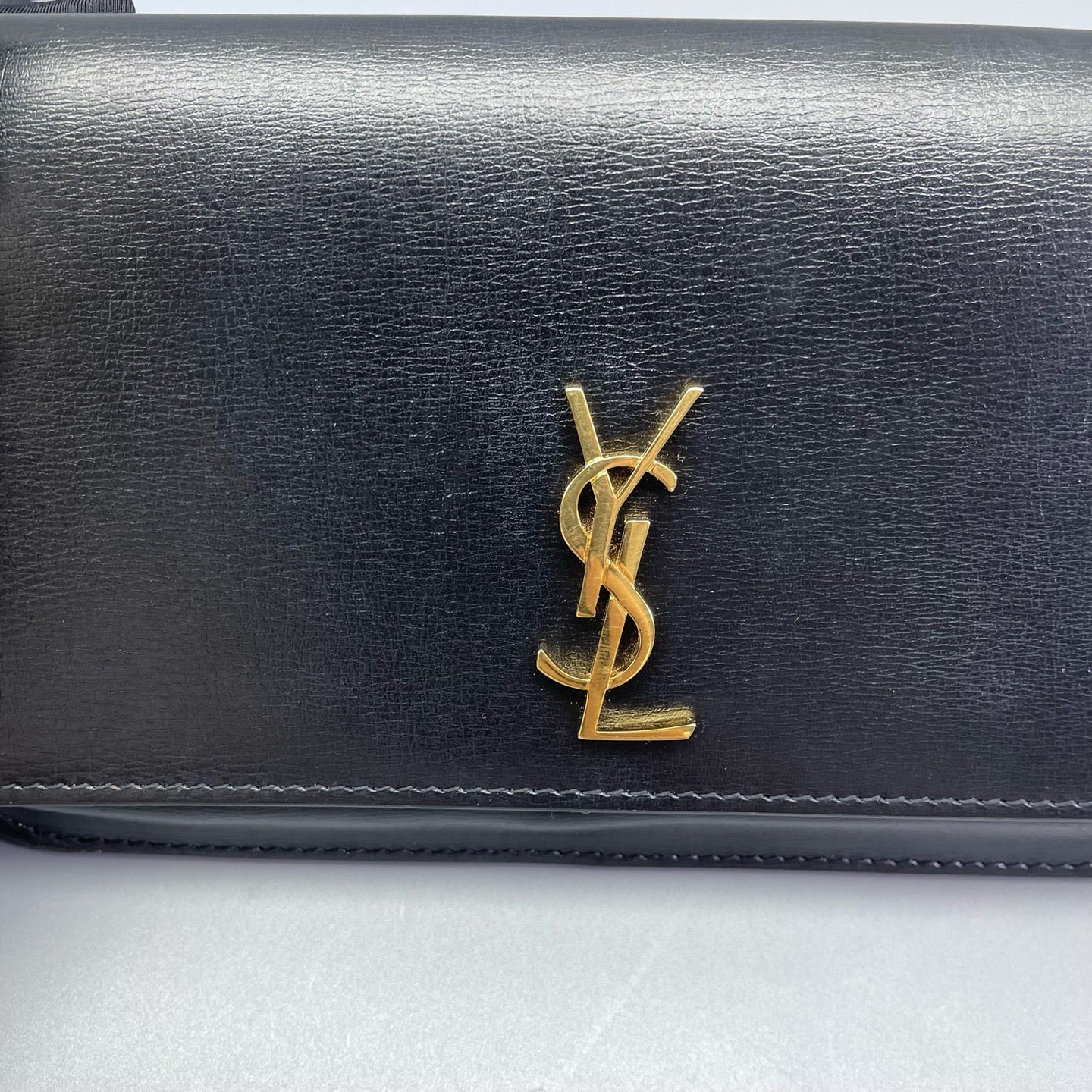 Saint Laurent - Monogram Phone Holder on Chain - Grained leather - Black - (mini)