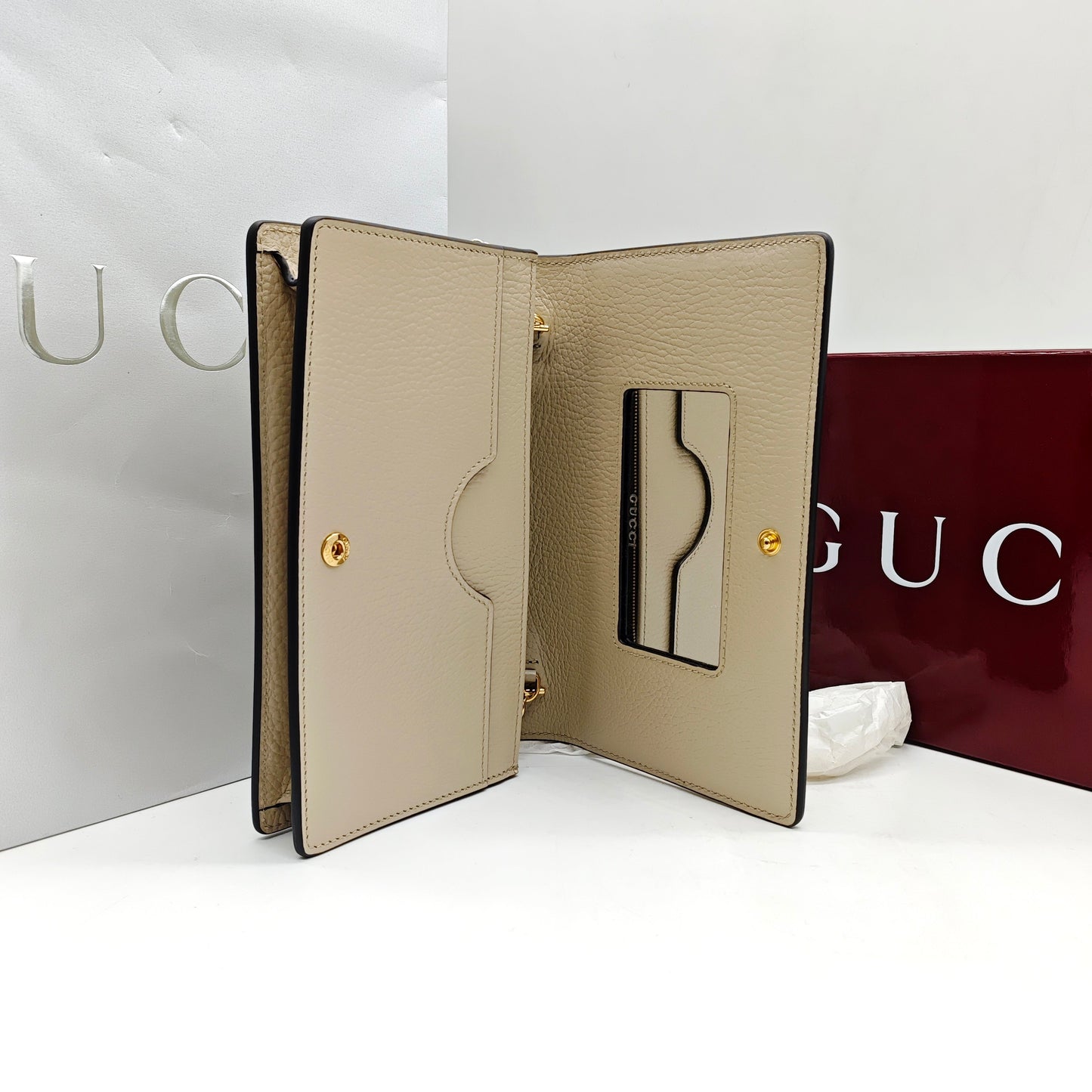 Gucci - GG Canvas and Leather Wallet on Chain - Leather - Beige - (mini)