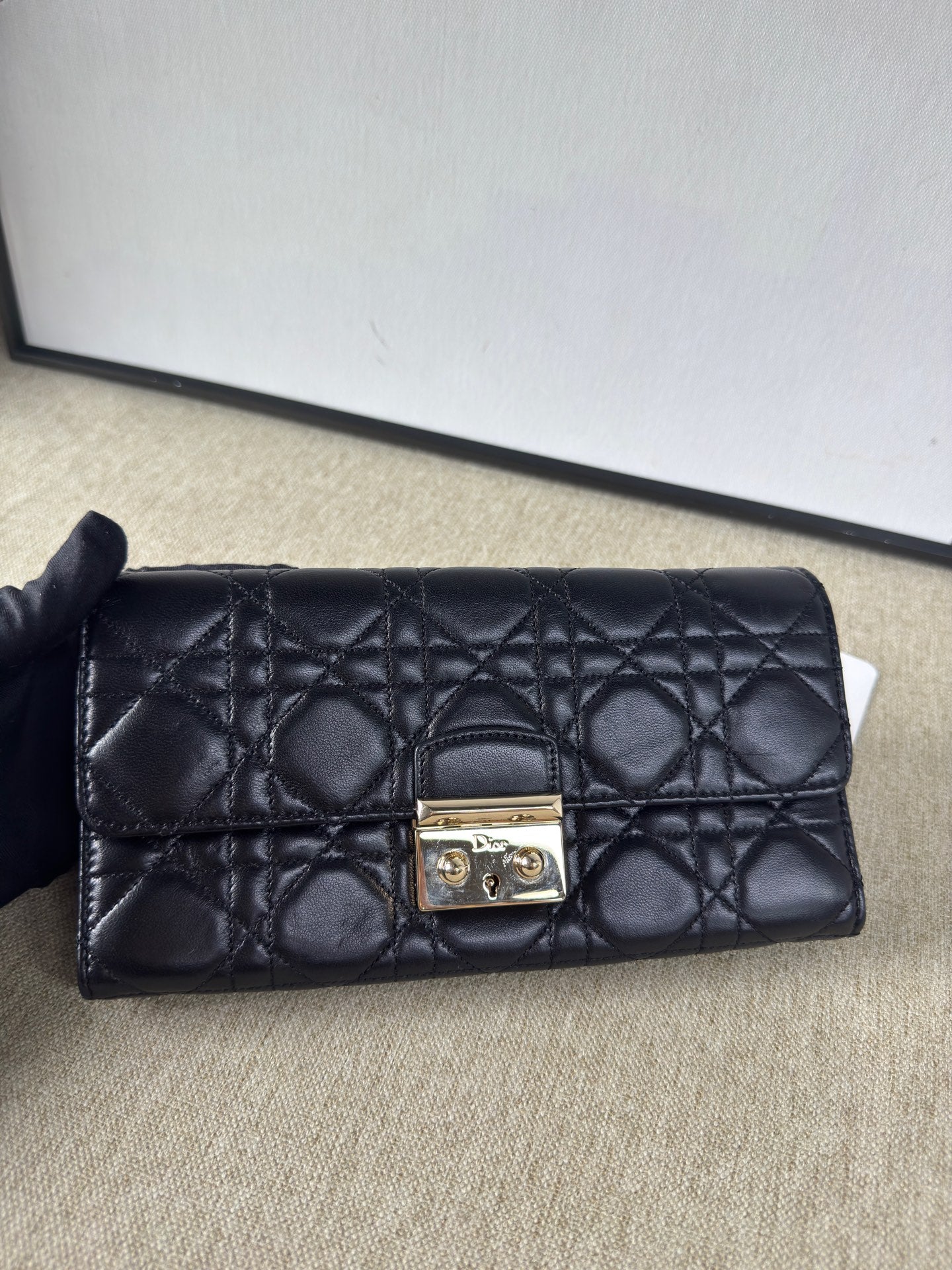 Dior - Miss Dior Quilted Chain Wallet - Lambskin leather - Black - (mini)