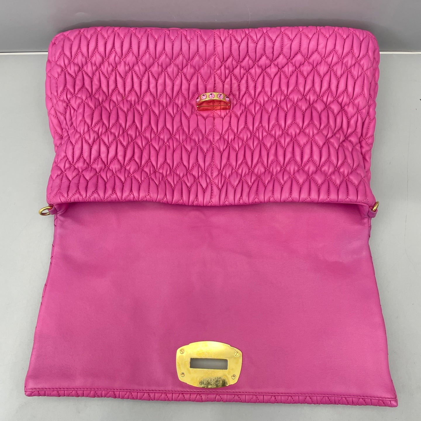 Miu Miu - Matelassé Jewel Chain Bag (A7836d) - Leather - Pink - (medium)