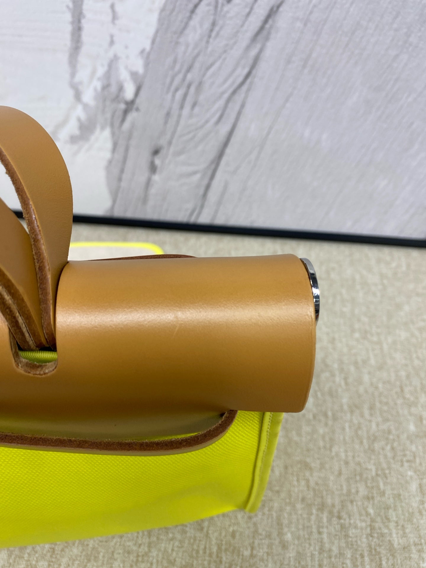 Hermes - Herbag 31 - Canvas and Barenia leather - Yellow with Brown Accents - (Medium)