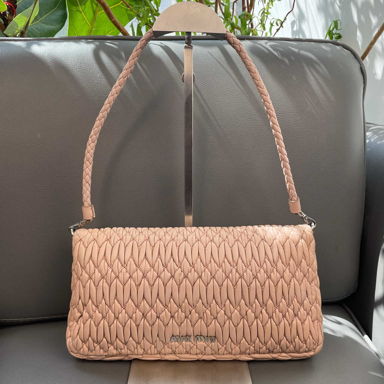 Miu Miu - Crystal Series Matelassé Shoulder Bag - Lambskin leather - Beige - (mini)
