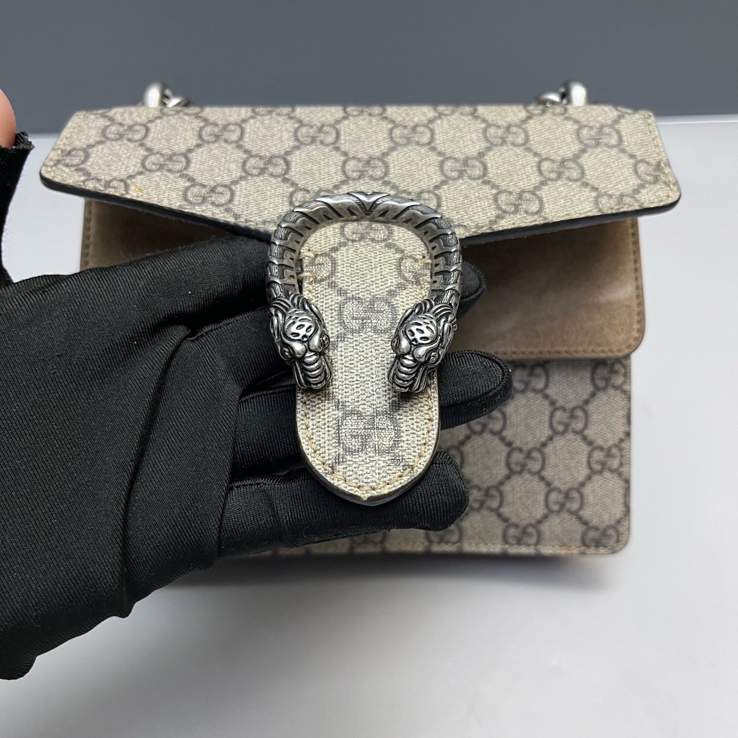 Gucci - Dionysus Chain Bag - GG Supreme canvas and suede - Beige - (mini)