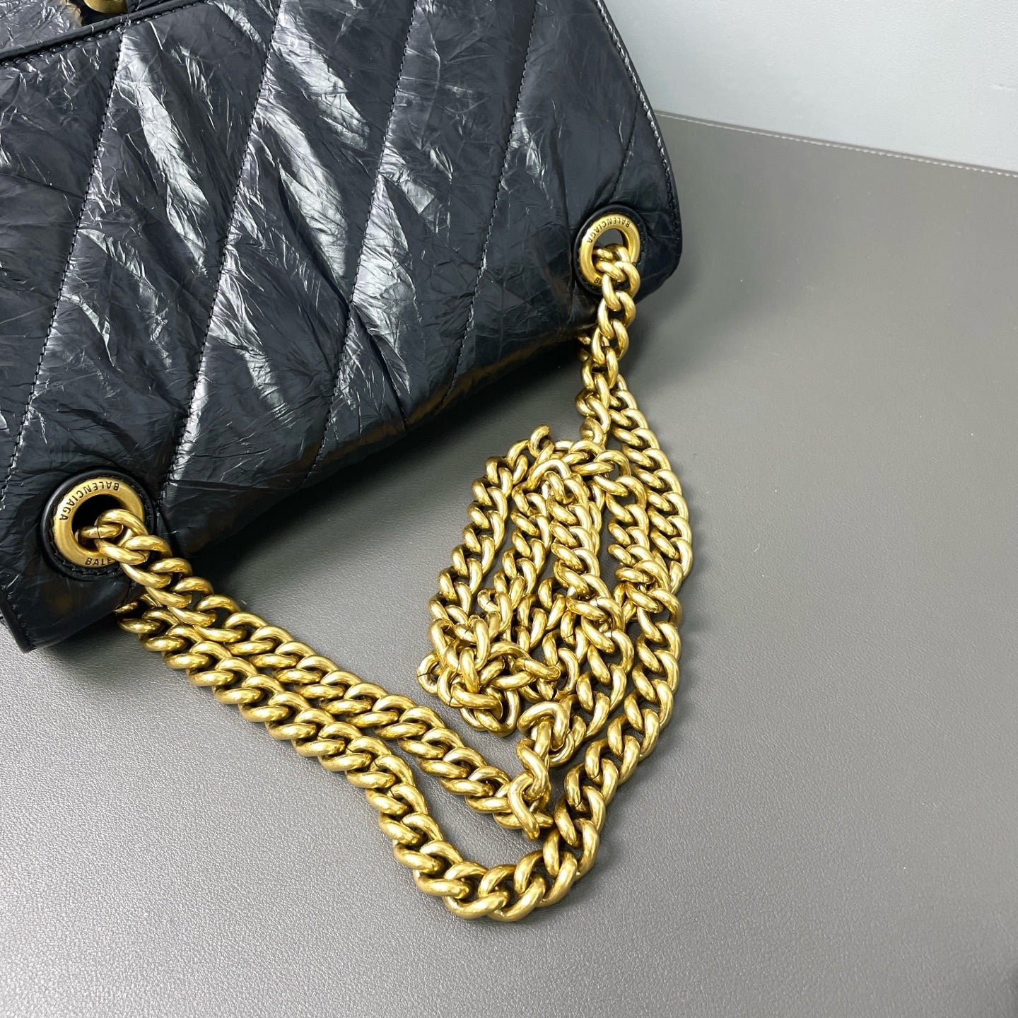 Balenciaga - CRUSH - Glazed calfskin leather - Black - (Medium)