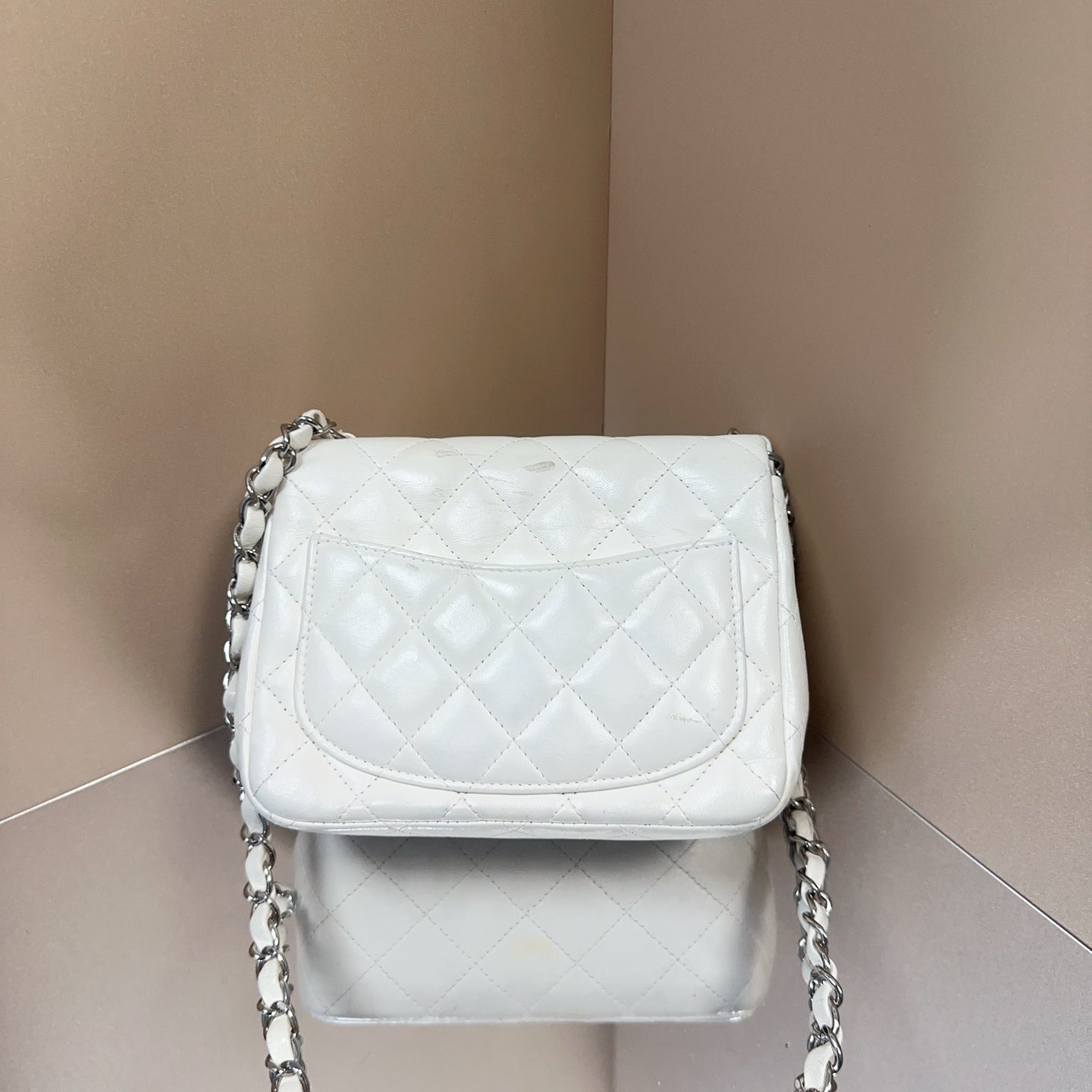 Chanel - Classic Flap Mini Square - Lambskin leather - White - (mini)