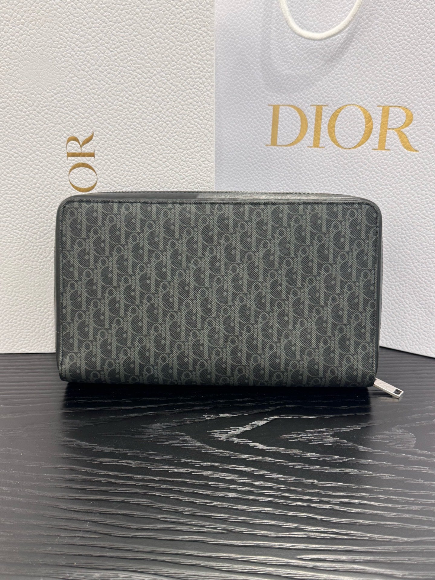Dior - Oblique Zip-Around Clutch Wallet - Dior Oblique canvas and leather - Black and Grey - (medium)