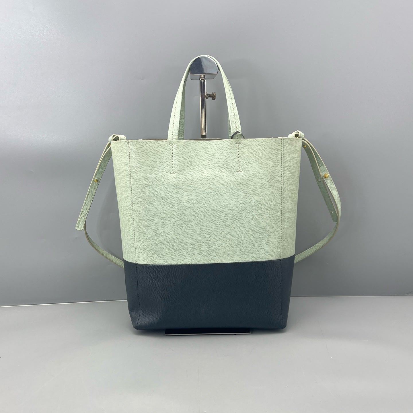 Celine - Bicolor Vertical Cabas Tote - Grained leather - Bicolor (Mint Green and Dark Grey) - (medium)