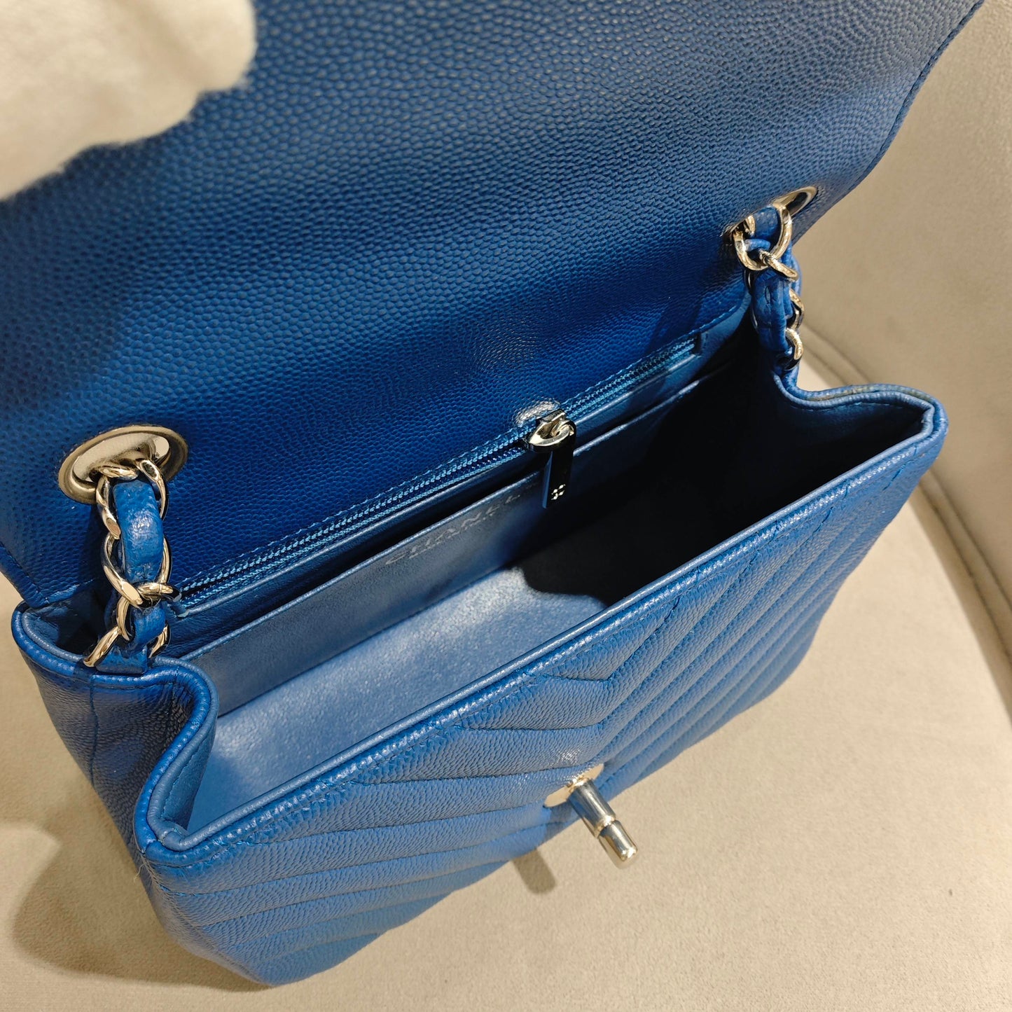 Chanel - Square Mini Flap Bag - Caviar leather - Blue - (mini)