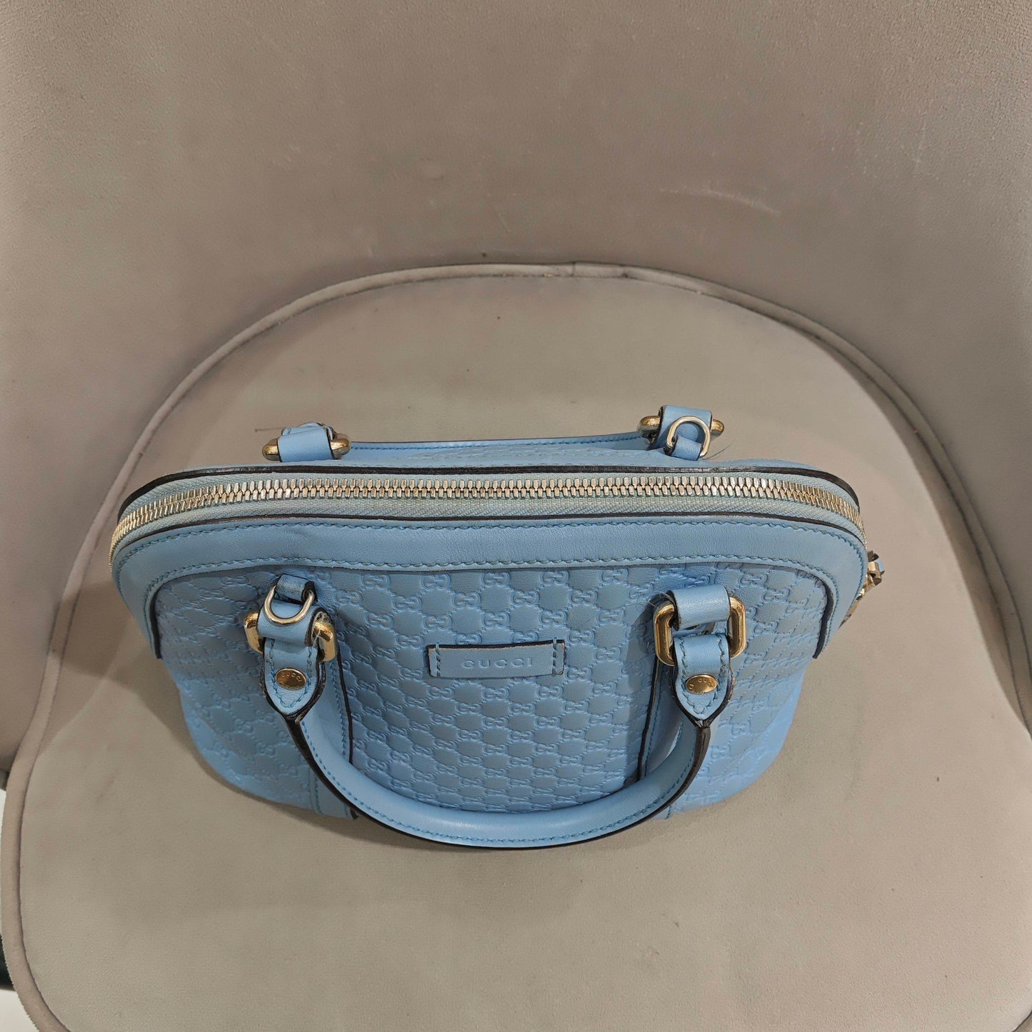 Gucci - Microguccissima Mini Dome Bag - Microguccissima embossed leather - Light Blue - (mini)