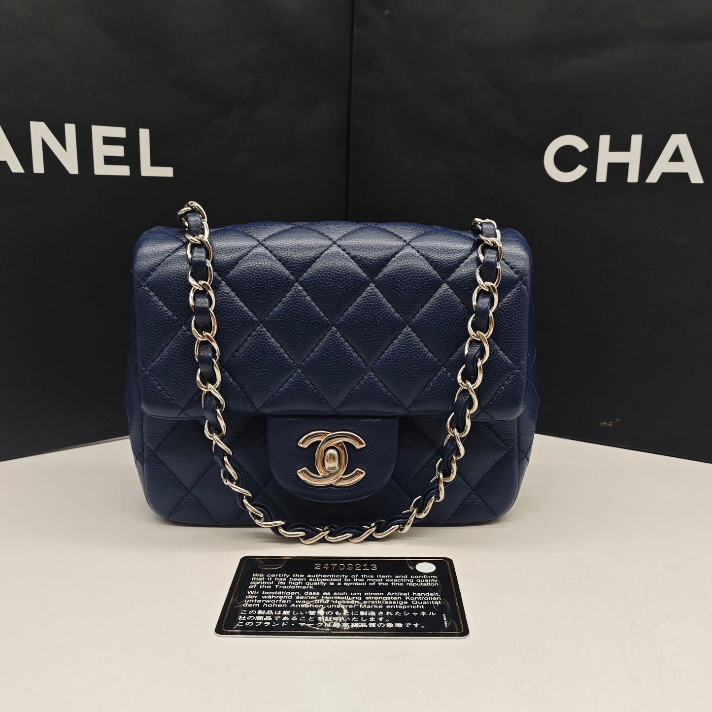 Chanel - Mini Square Flap Bag - Caviar leather - Navy - (mini)