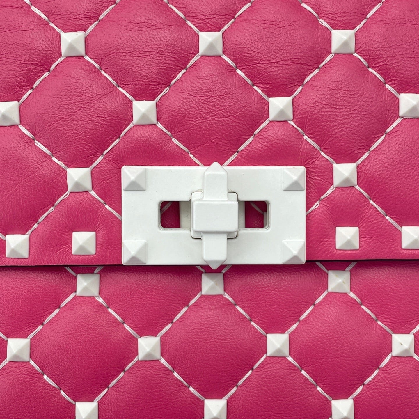 Valentino - Rockstud Quilted Flap Crossbody Bag - Leather - Pink - (mini)