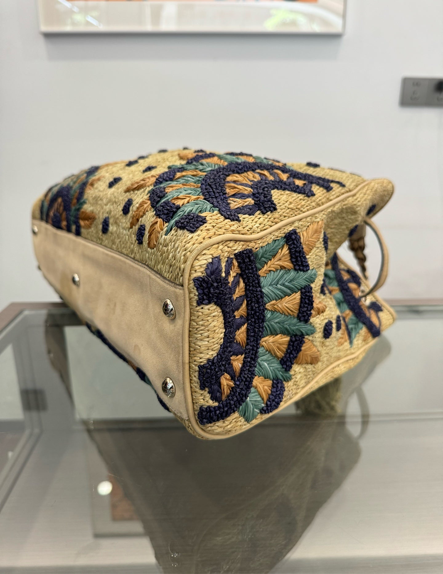 Gucci - Straw Woven Floral Bamboo Tassel Tote - Wicker and Leather - Multicolour - (Large)