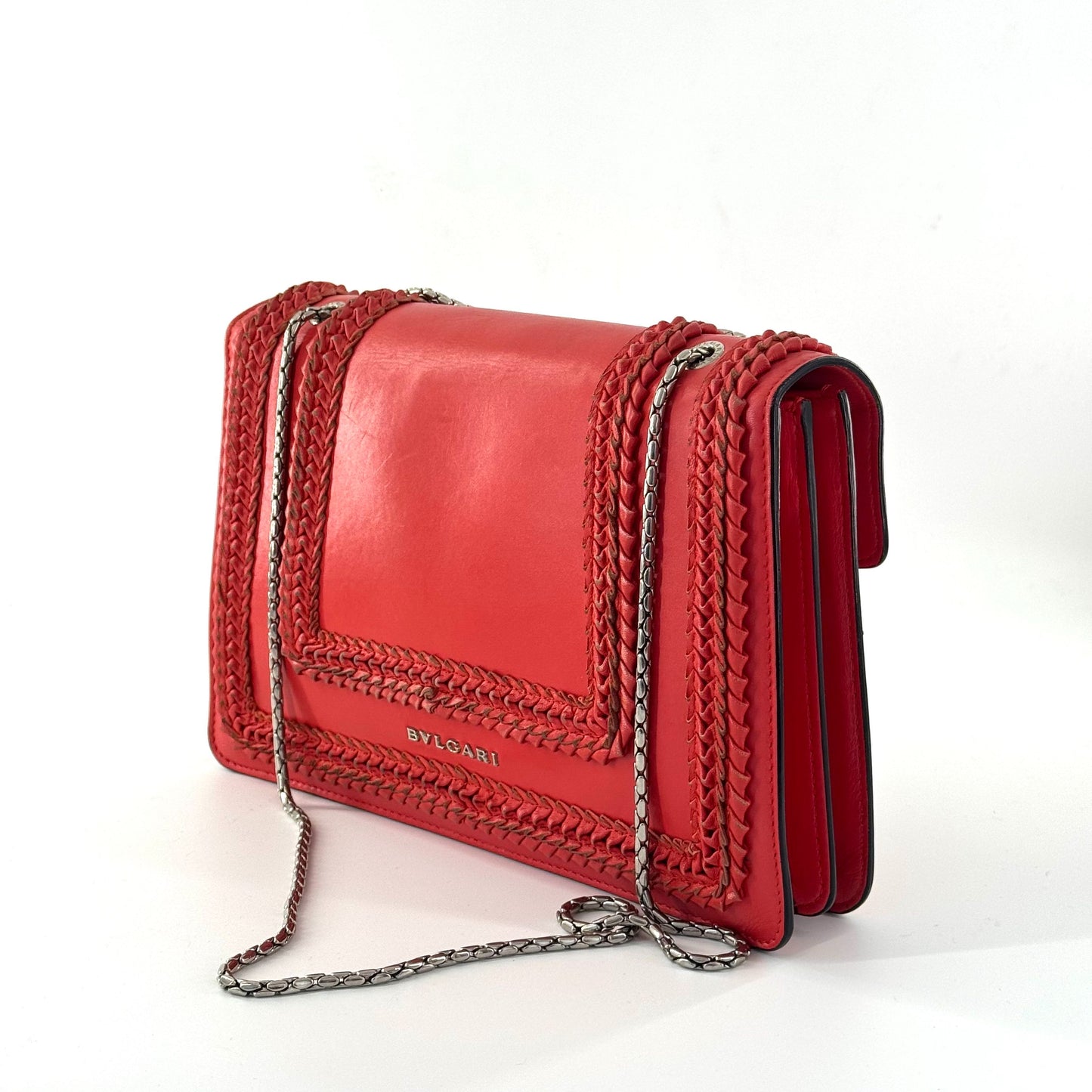 Bvlgari - Serpenti Forever Woven Chain Bag - Leather - Red - (medium)