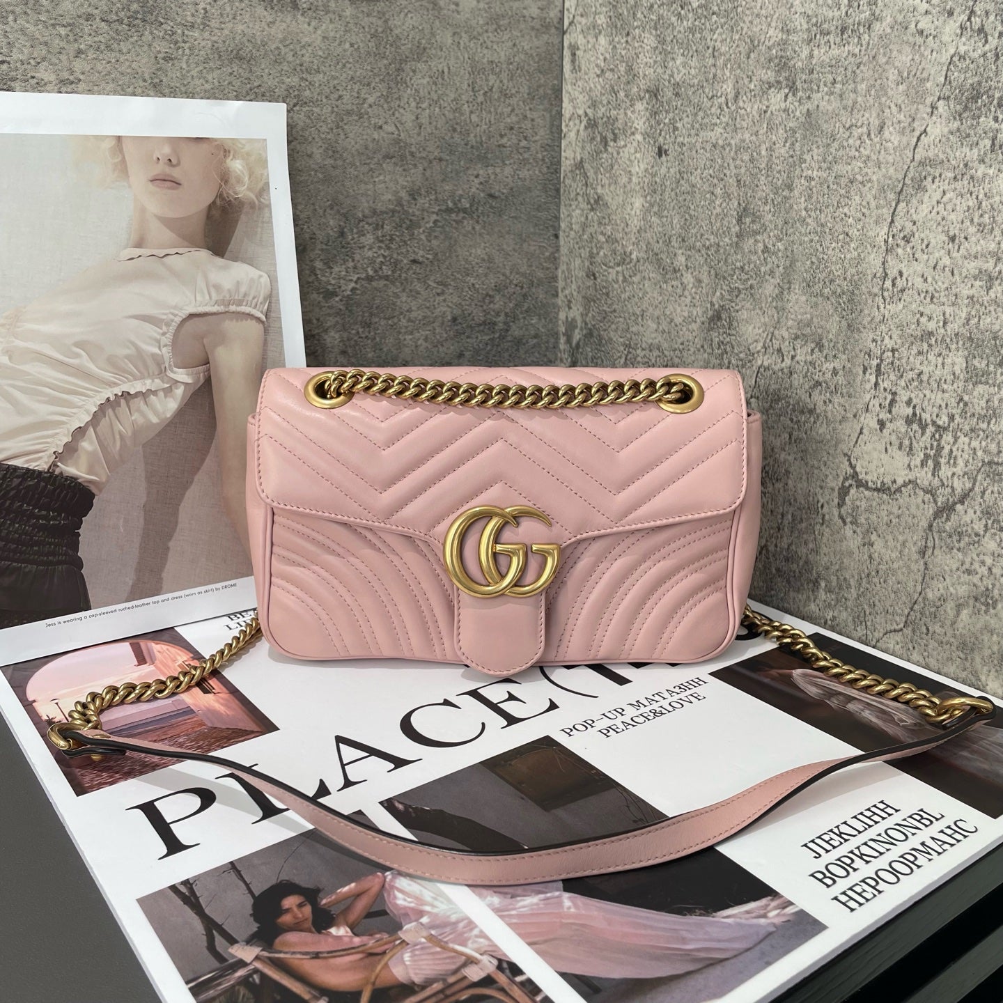 Gucci - GG Marmont Matelassé Small Shoulder Bag - Leather - Pink - (small)