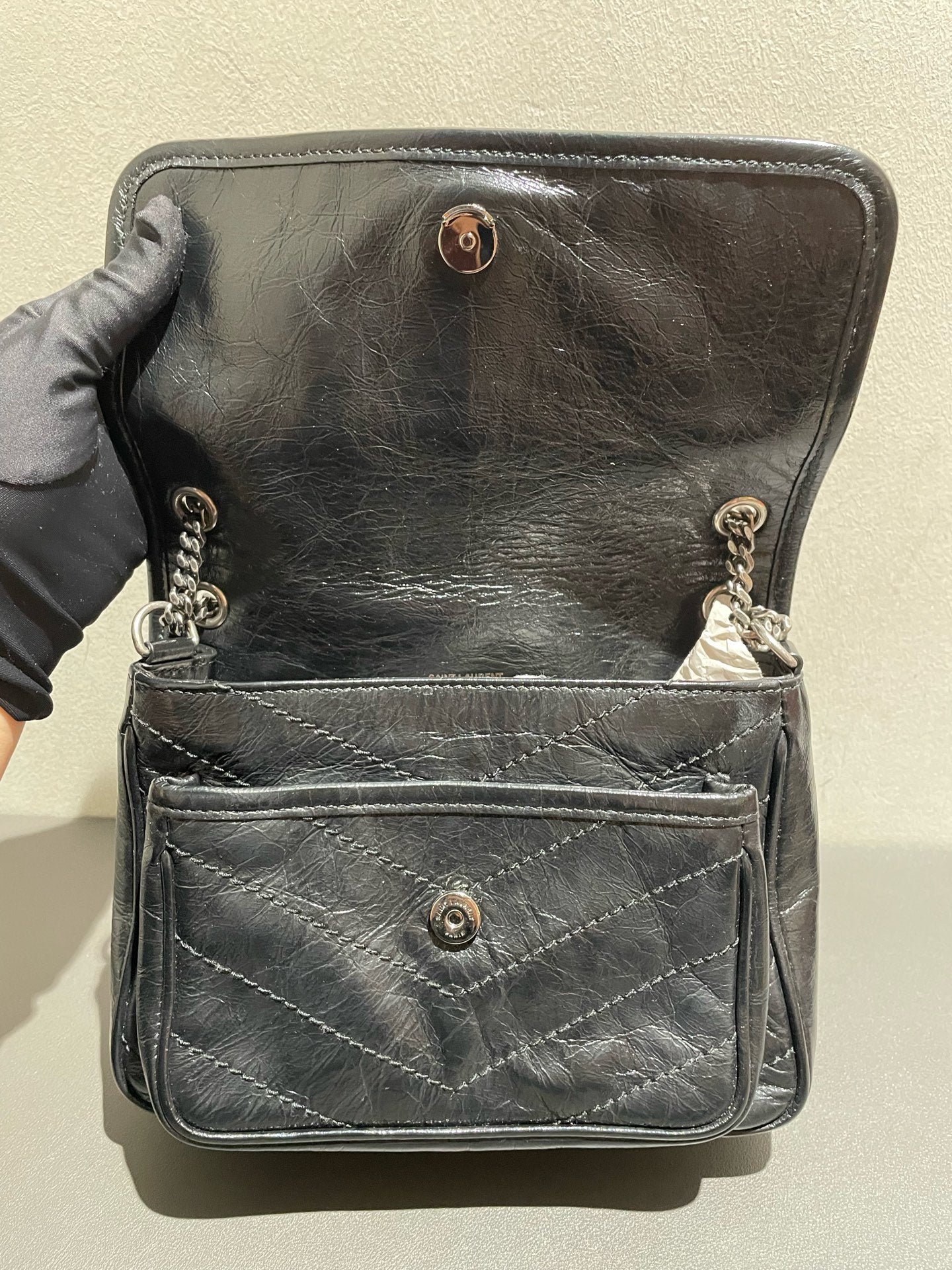 Saint Laurent - Niki Baby Chain Bag - Leather - Black - (small)