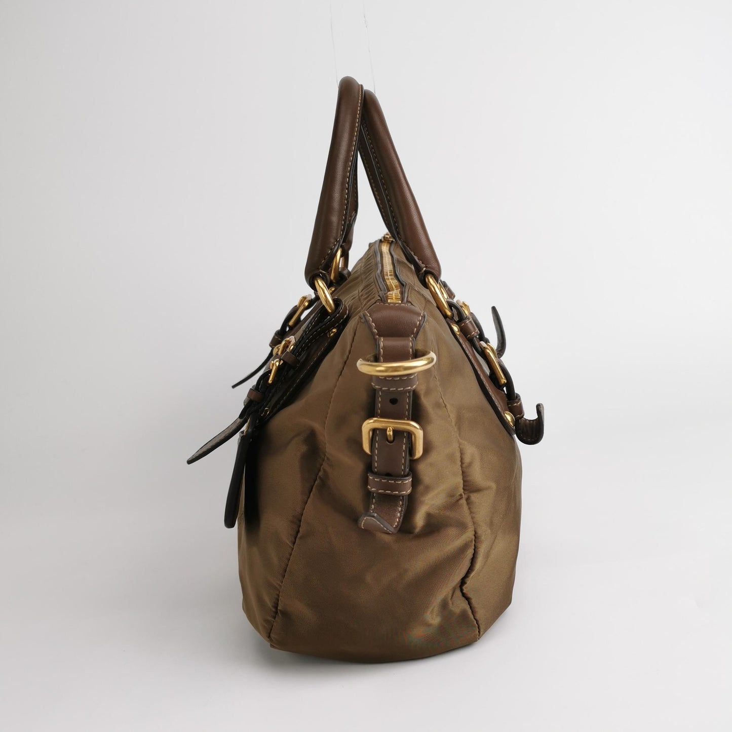 Prada - 1BA841-QXO-F0002 - Nylon - Olive Green with Brown Accents - (Medium)