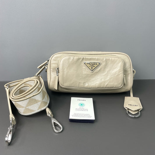 Prada - Runway Crossbody Bag - Lambskin leather - Beige - (mini)
