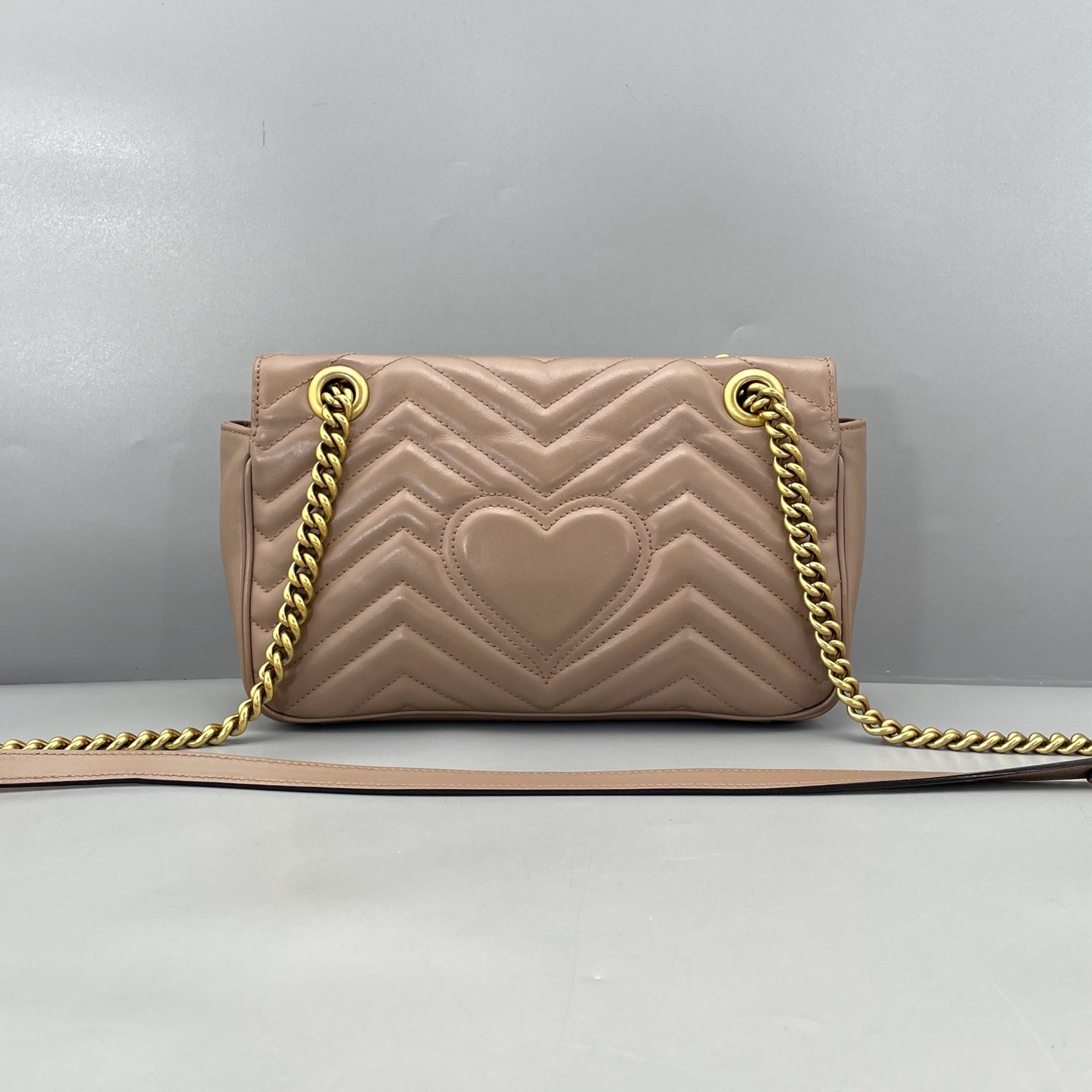 Gucci - GG Marmont Small Shoulder Bag - Leather - Beige - (small)