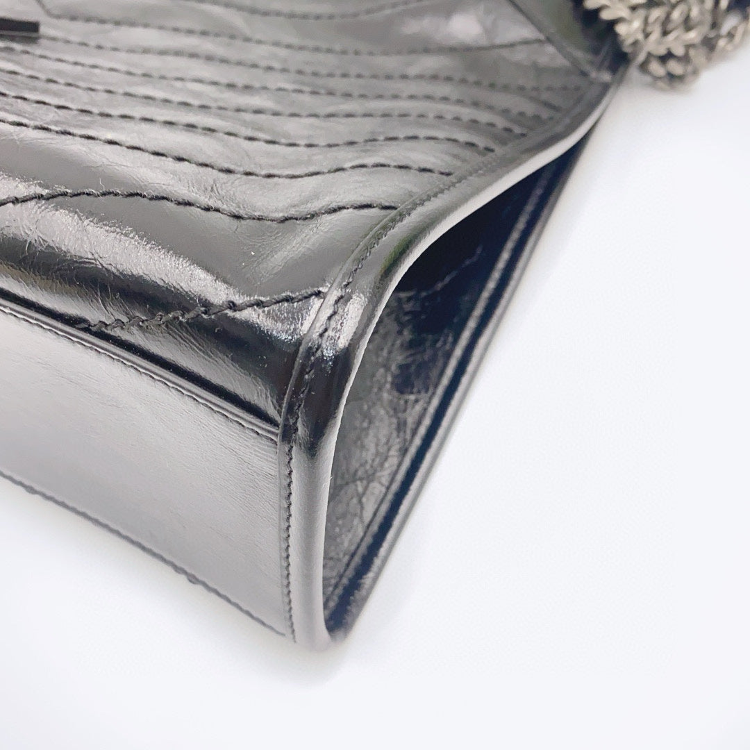 Saint Laurent - Niki Shopping Bag - Distressed calfskin leather - Black - (large)