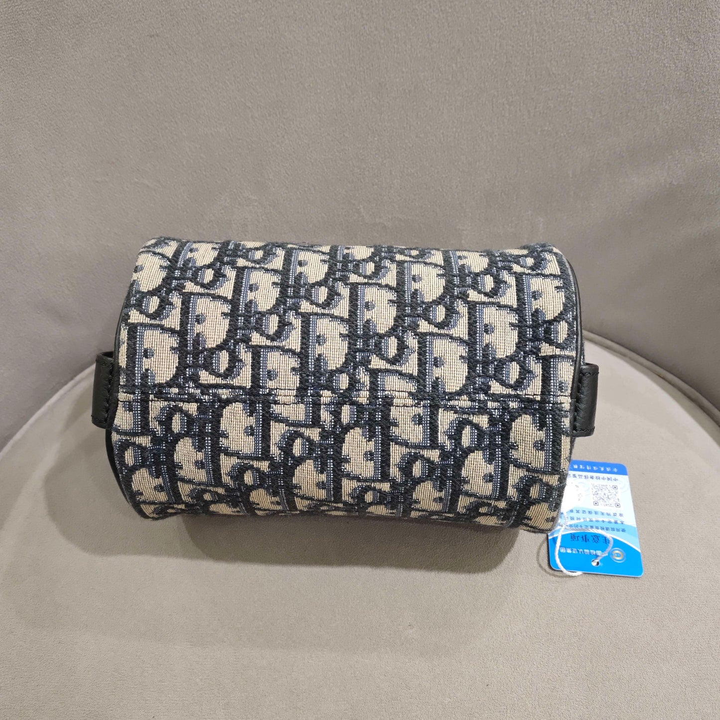 Dior - Mini Oblique Messenger Cylinder Bag - Embroidered canvas with leather trim - Beige and Blue - (mini)