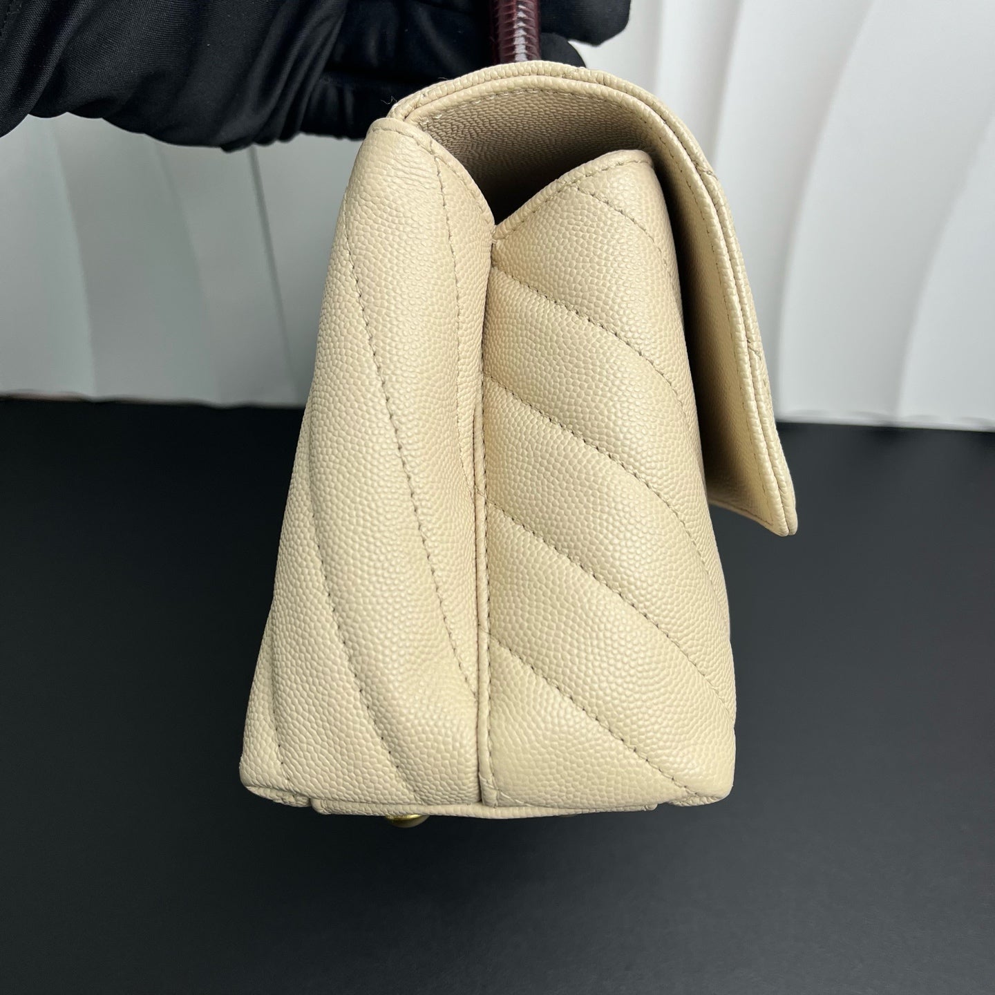 Chanel - Coco Handle Small - Caviar leather with exotic lizard skin handle - Beige - (Small)