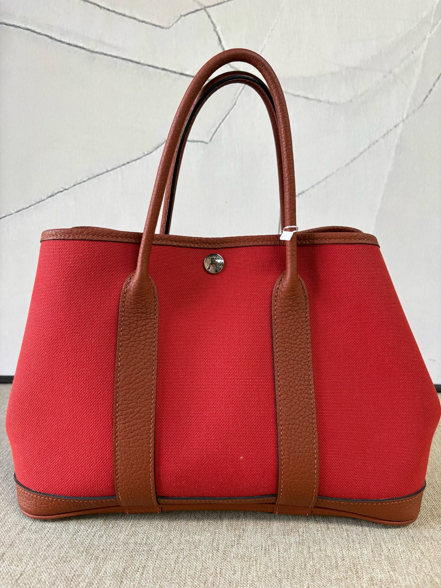 Hermes - Garden Party 30 - Canvas with Leather trim - Brick Red and Chestnut Brown - (Medium)