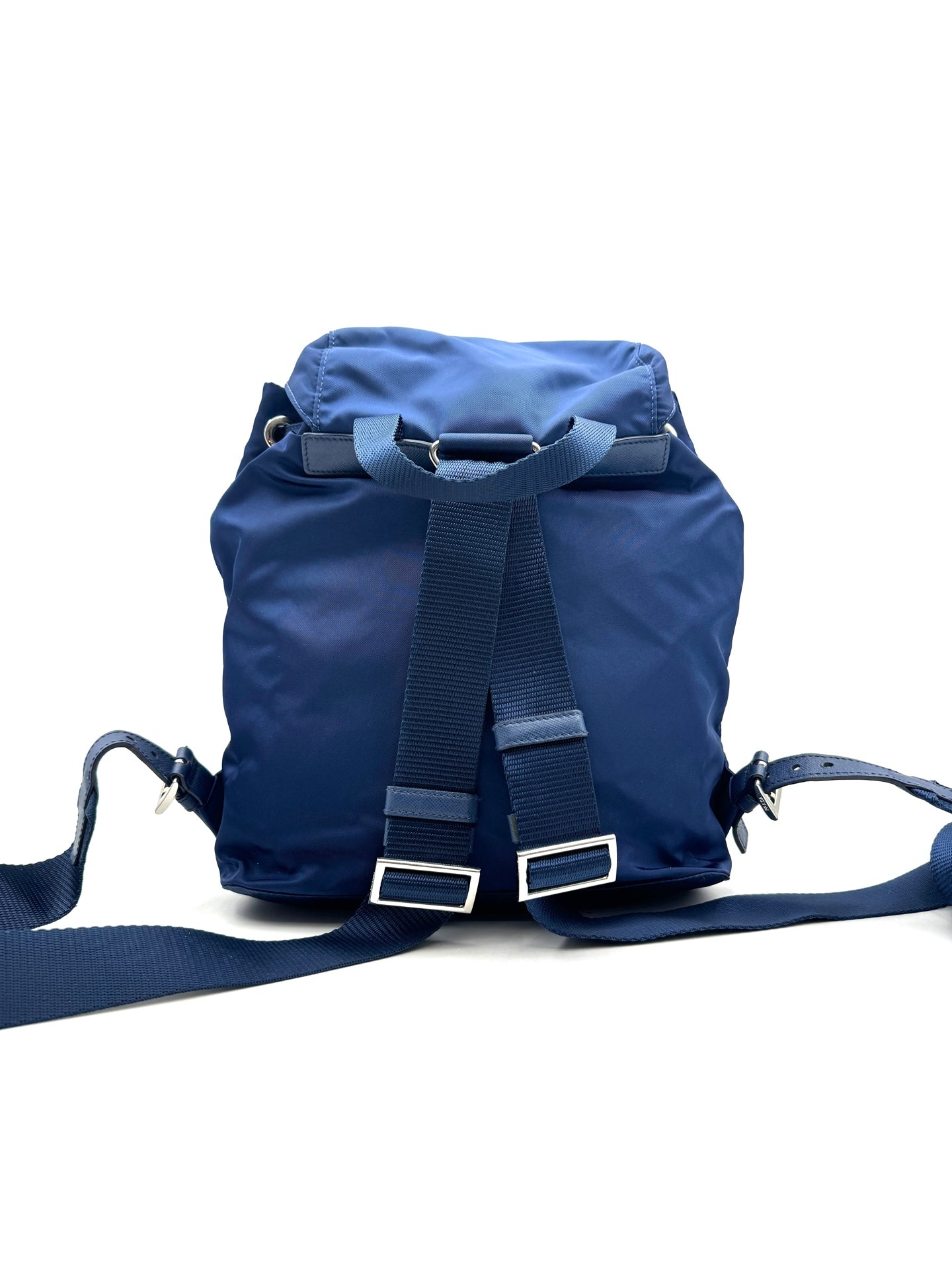 Prada - Nylon Flap Backpack - Polyamide nylon with leather trim - Blue - (medium)