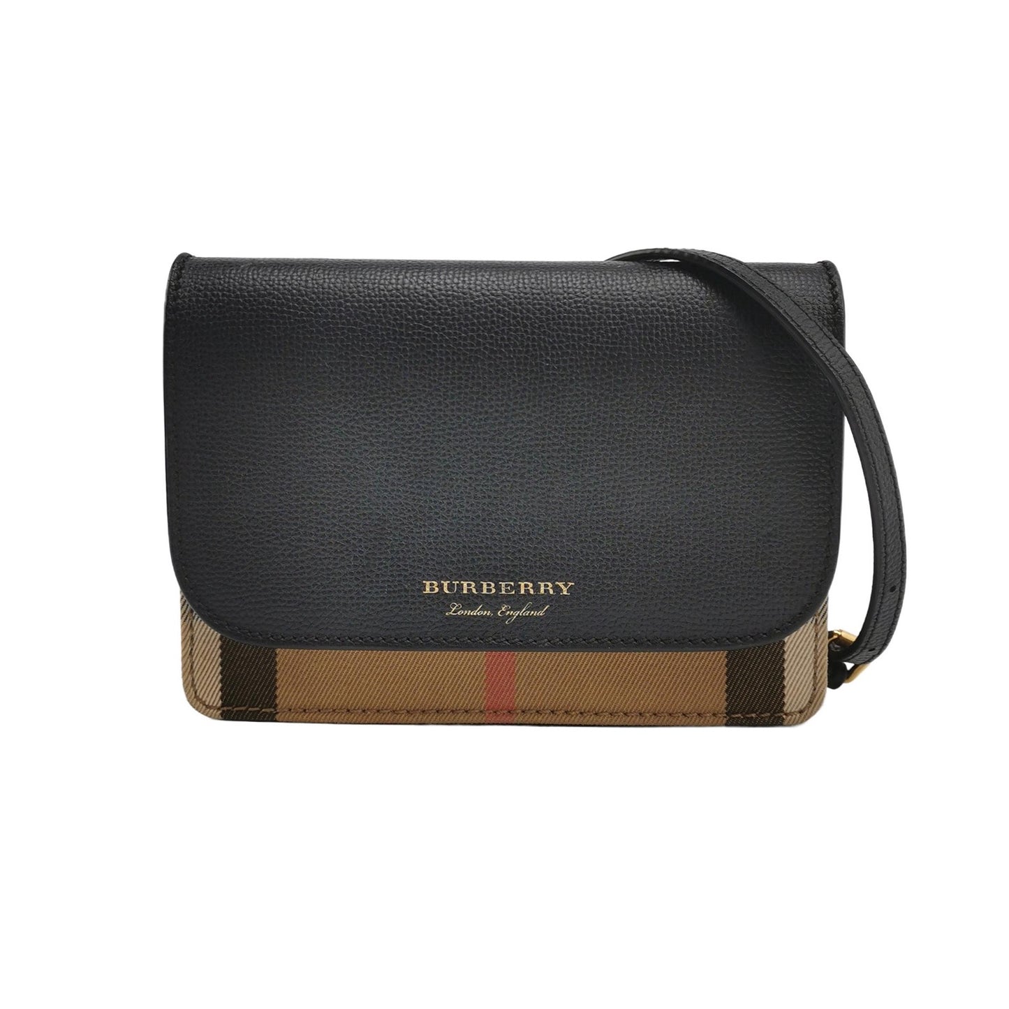 Burberry - 80386251 - Grained leather and Nova Check canvas - Black - (mini)