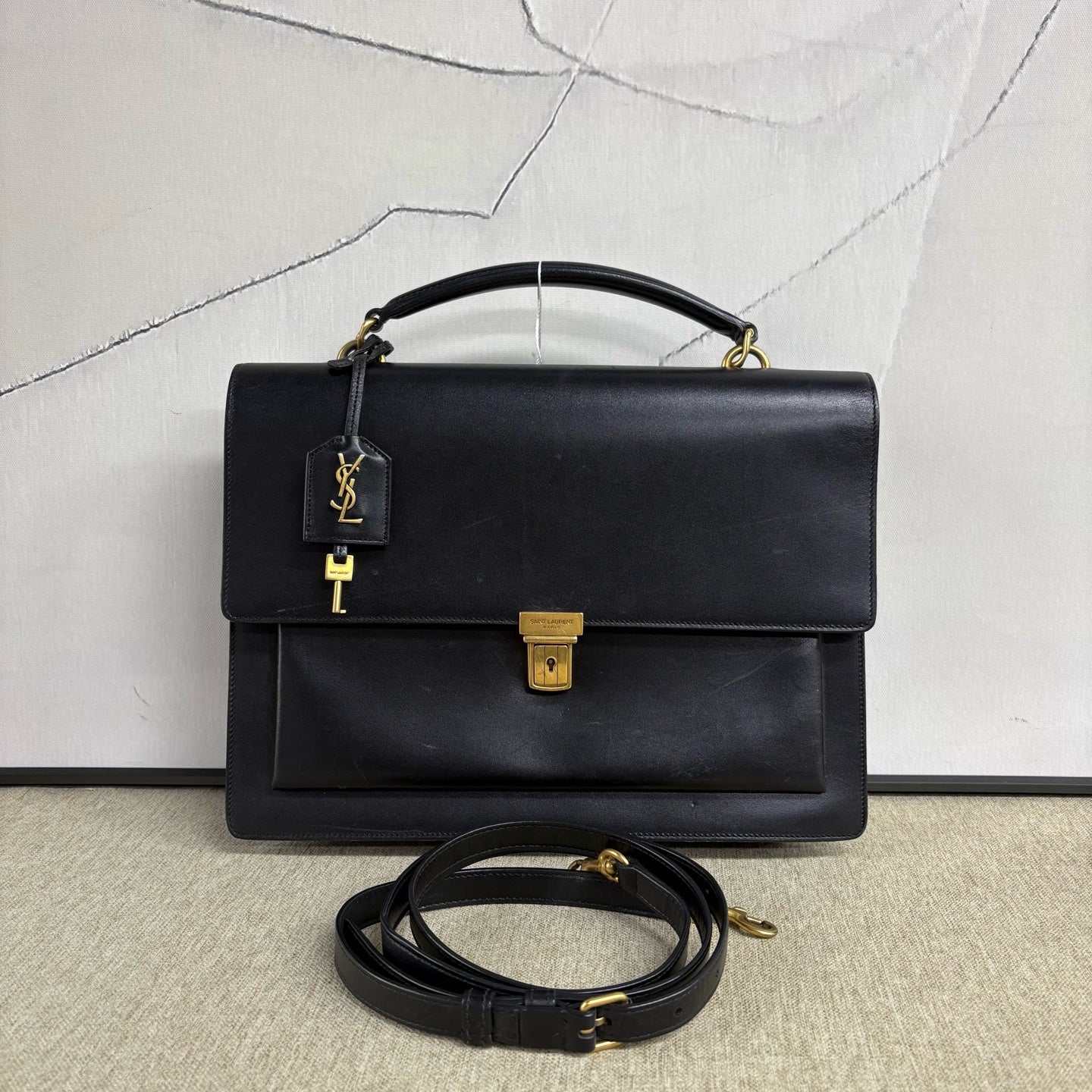 Saint Laurent - High School Satchel - Cowhide leather - Black - (large)