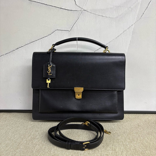 Saint Laurent - High School Satchel - Cowhide leather - Black - (large)