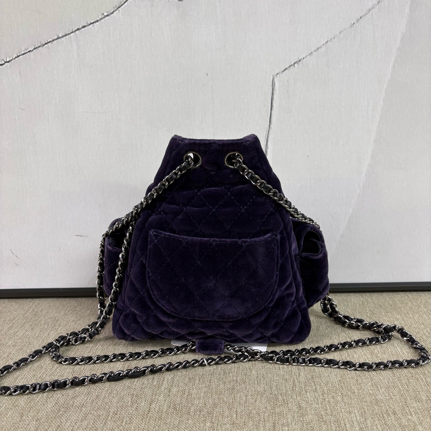 Chanel - Quilted Velvet Mini Backpack - Velvet - Purple with Silver-Tone Hardware - (mini)