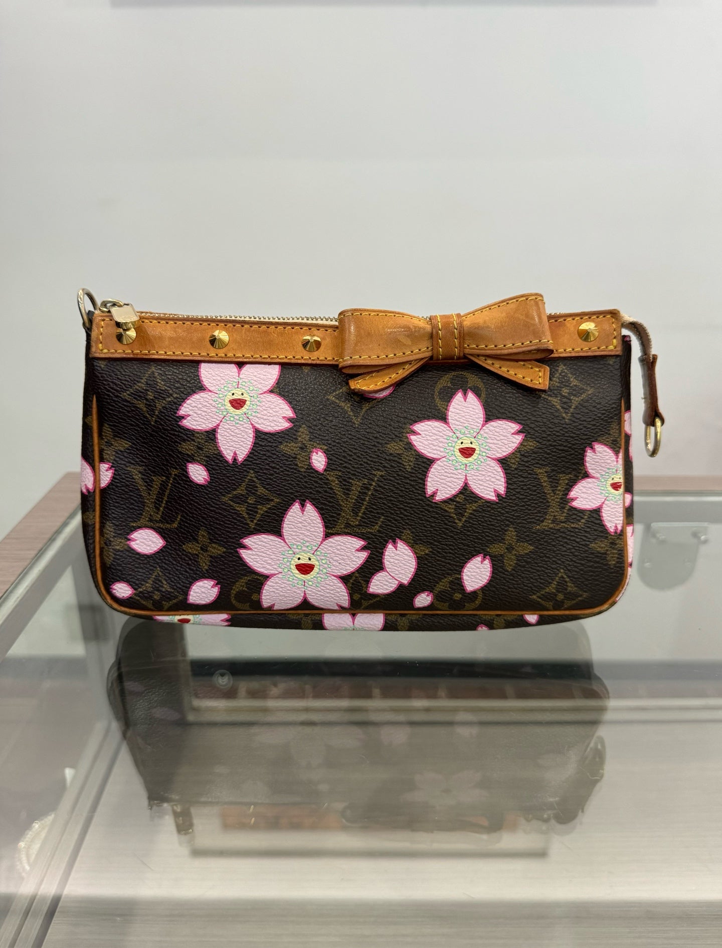 Louis Vuitton - Takashi Murakami Cherry Blossom Pochette Accessoires - Monogram canvas with vachetta leather trim - Brown - (Mini)