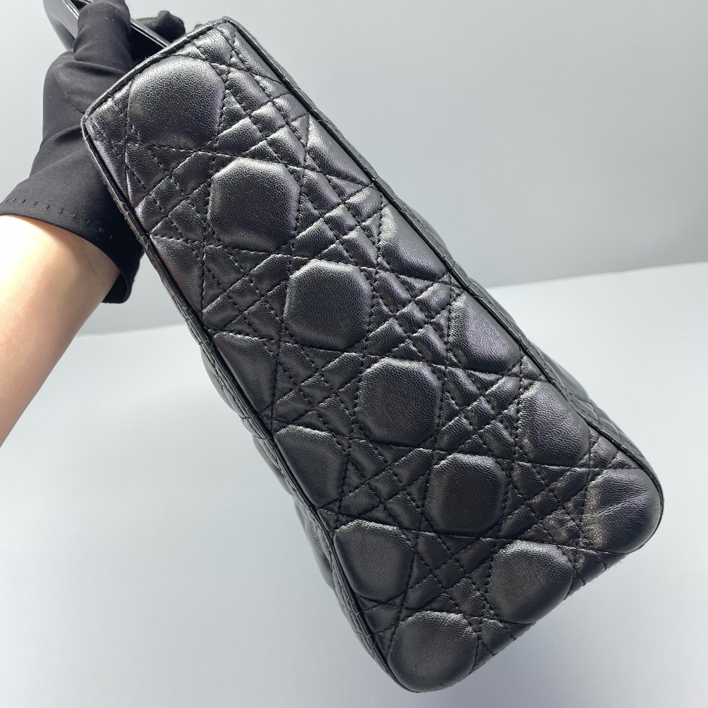 Dior - Lady Dior Large - Lambskin leather - Black - (Large)