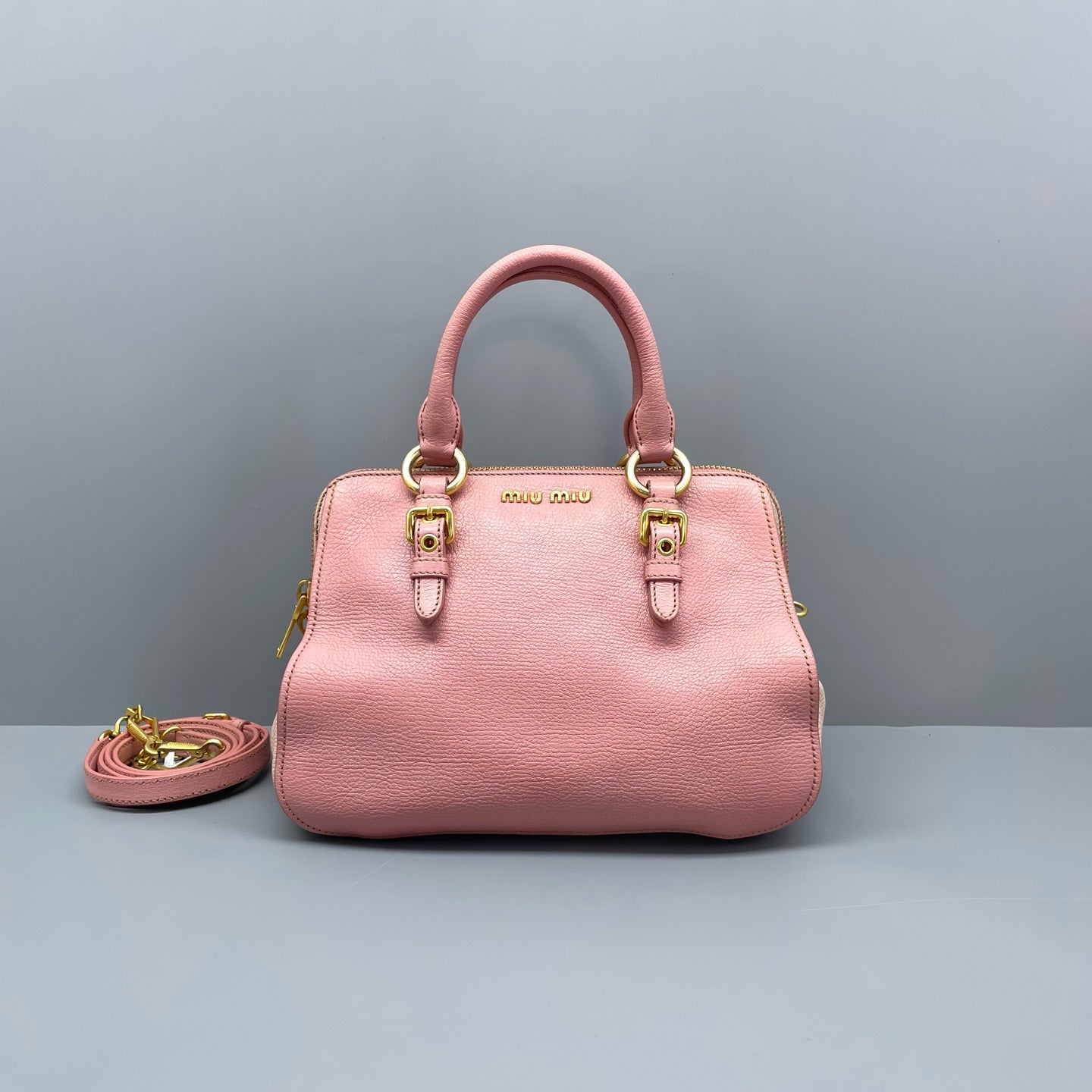 Miu Miu - Vitello Lux Satchel - Grained leather - Pink - (medium)