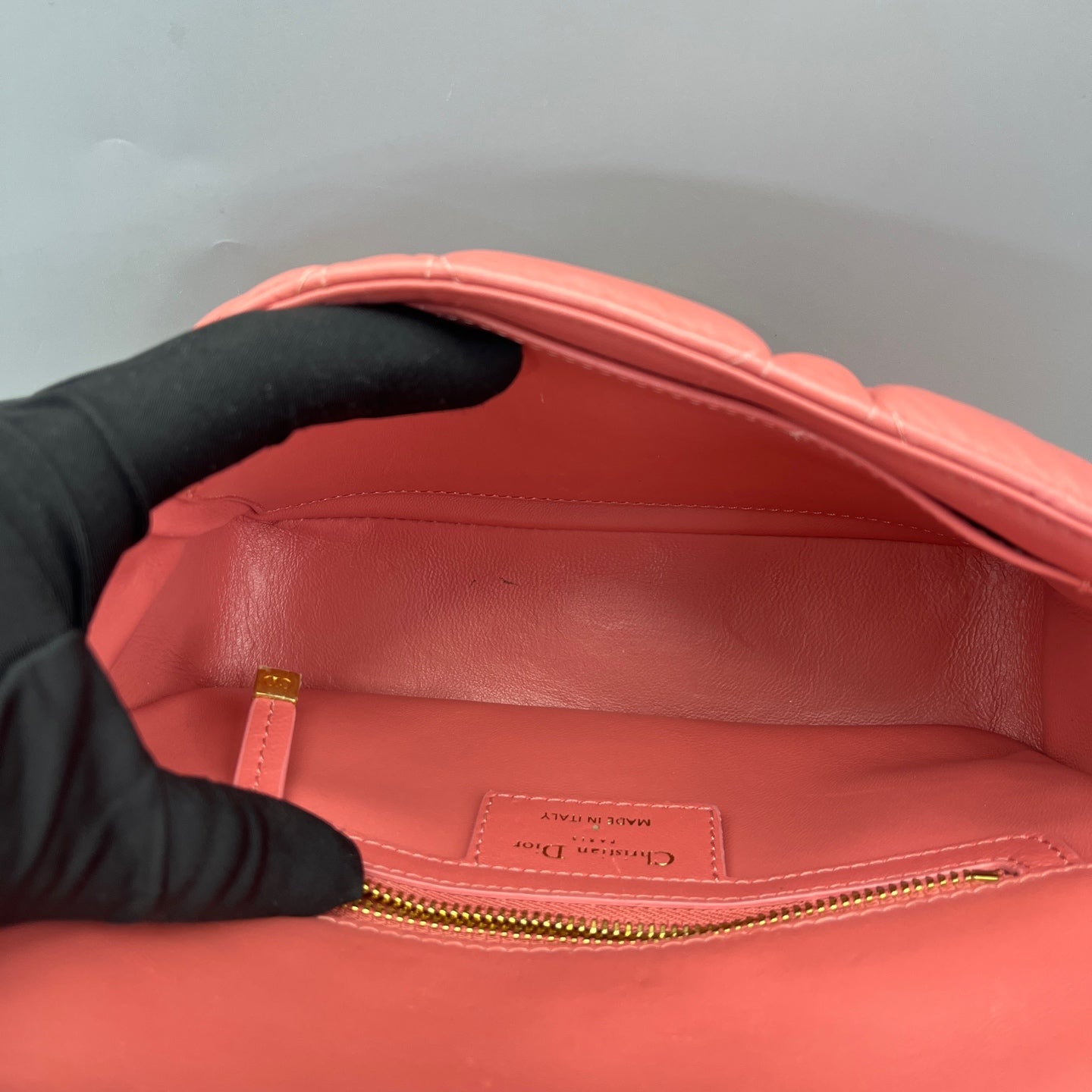Dior - Caro Puff Chain Bag - Calfskin leather - Coral Pink with Gold-Tone Hardware - (mini)
