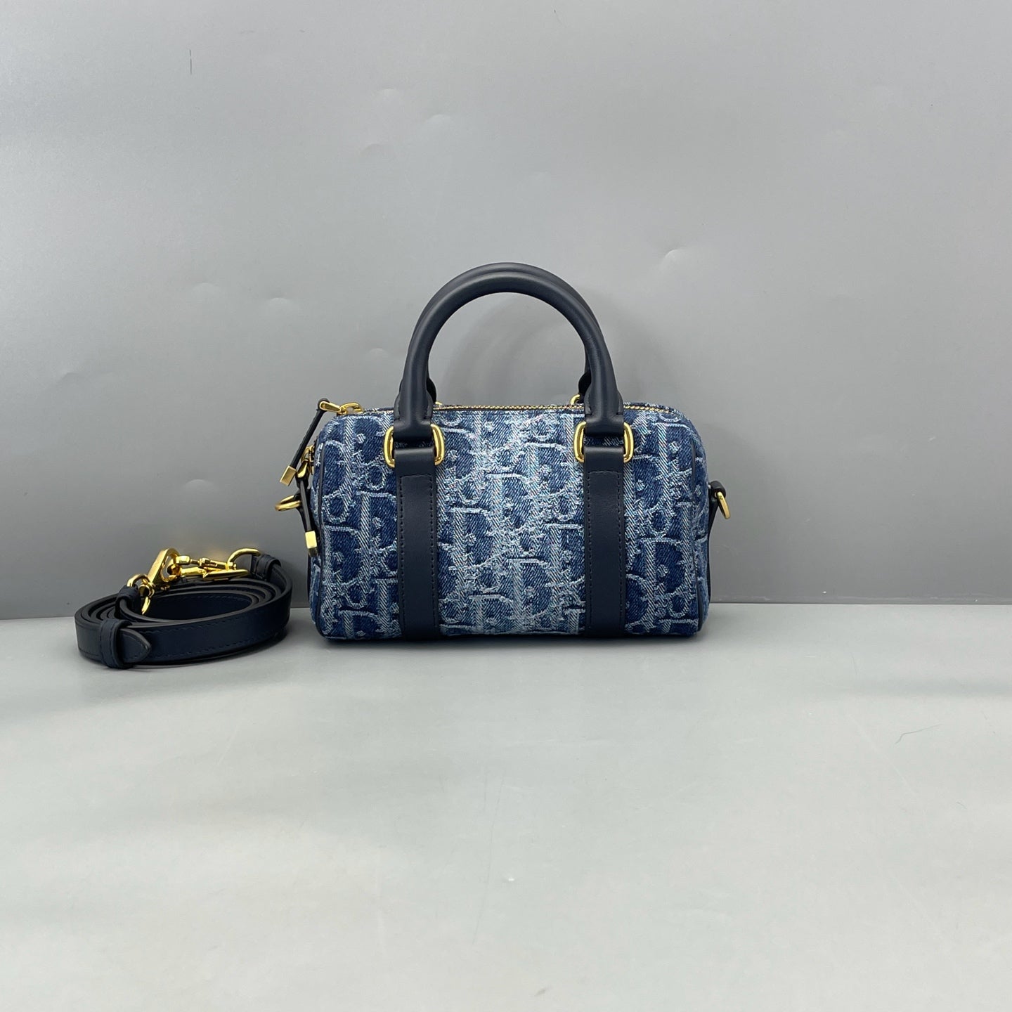 Dior - Boston Mini Bag - Denim and Leather - Blue - (mini)