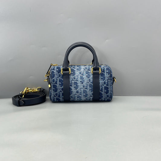 Dior - Boston Mini Bag - Denim and Leather - Blue - (mini)