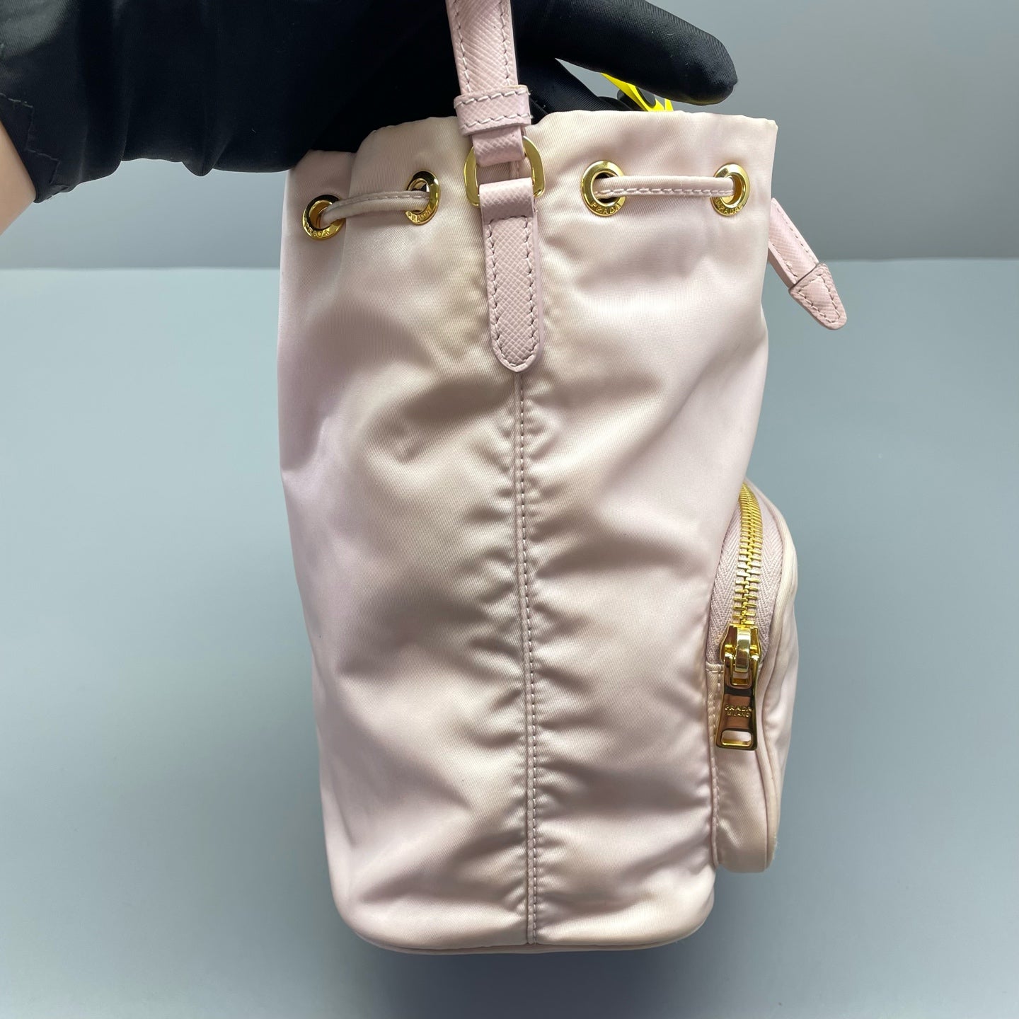 Prada - Nylon Bucket Bag - Nylon with Saffiano leather trim - Pink - (Medium)